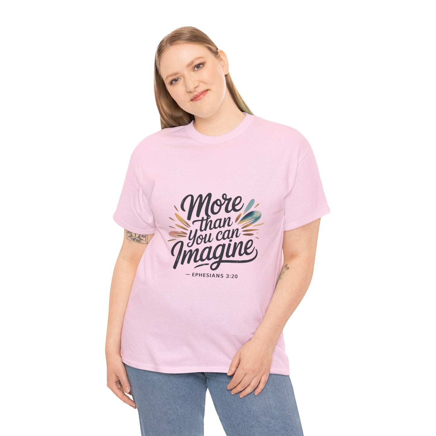 Inspirational Unisex Heavy Cotton Tee - "More Than You Can Imagine" - Peak Inspiration
