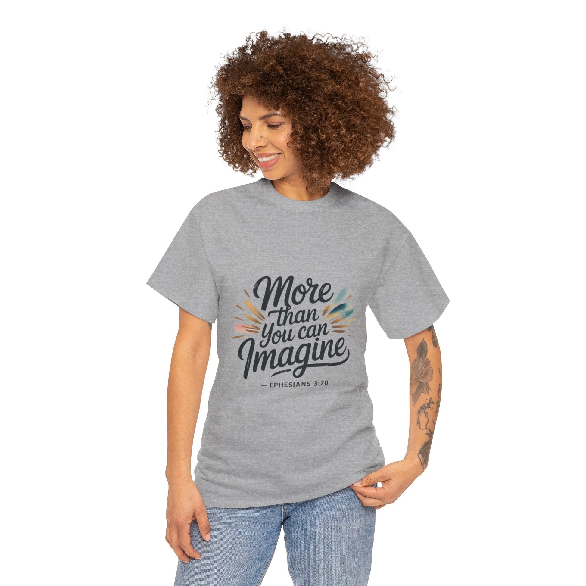 Inspirational Unisex Heavy Cotton Tee - "More Than You Can Imagine" - Peak Inspiration