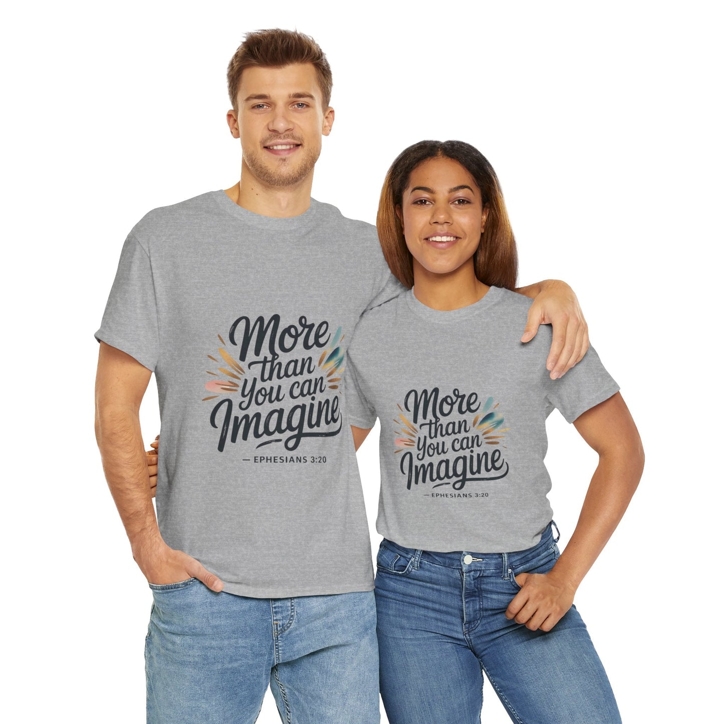 Inspirational Unisex Heavy Cotton Tee - "More Than You Can Imagine" - Peak Inspiration