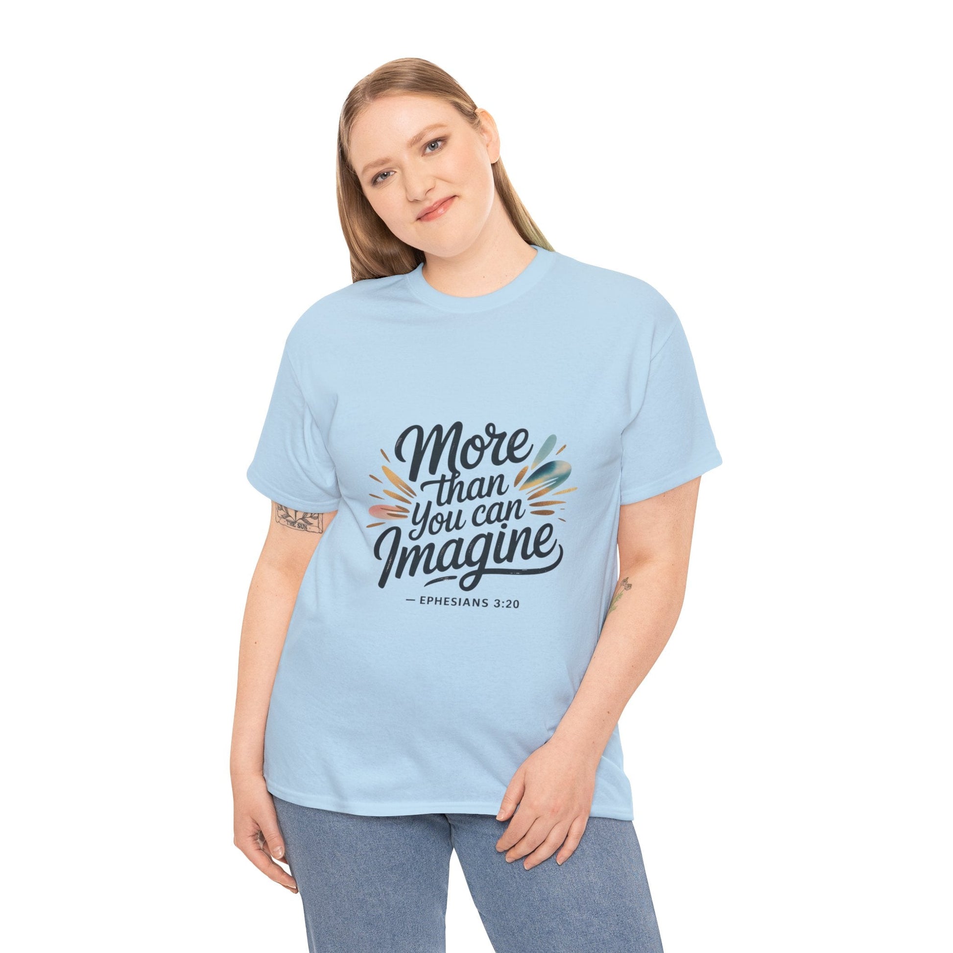 Inspirational Unisex Heavy Cotton Tee - "More Than You Can Imagine" - Peak Inspiration