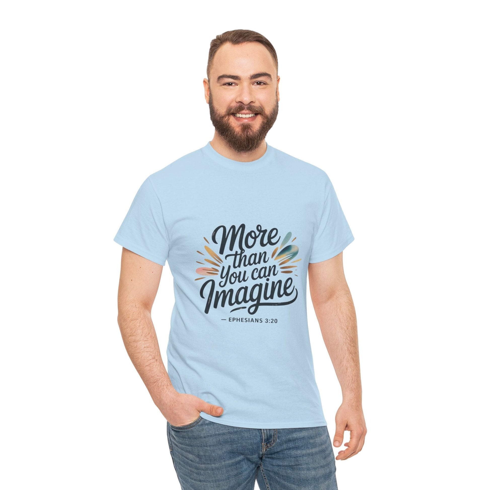 Inspirational Unisex Heavy Cotton Tee - "More Than You Can Imagine" - Peak Inspiration