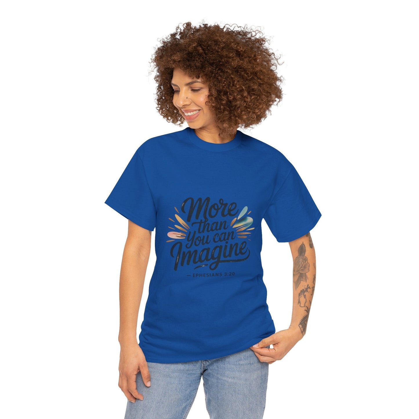 Inspirational Unisex Heavy Cotton Tee - "More Than You Can Imagine" - Peak Inspiration