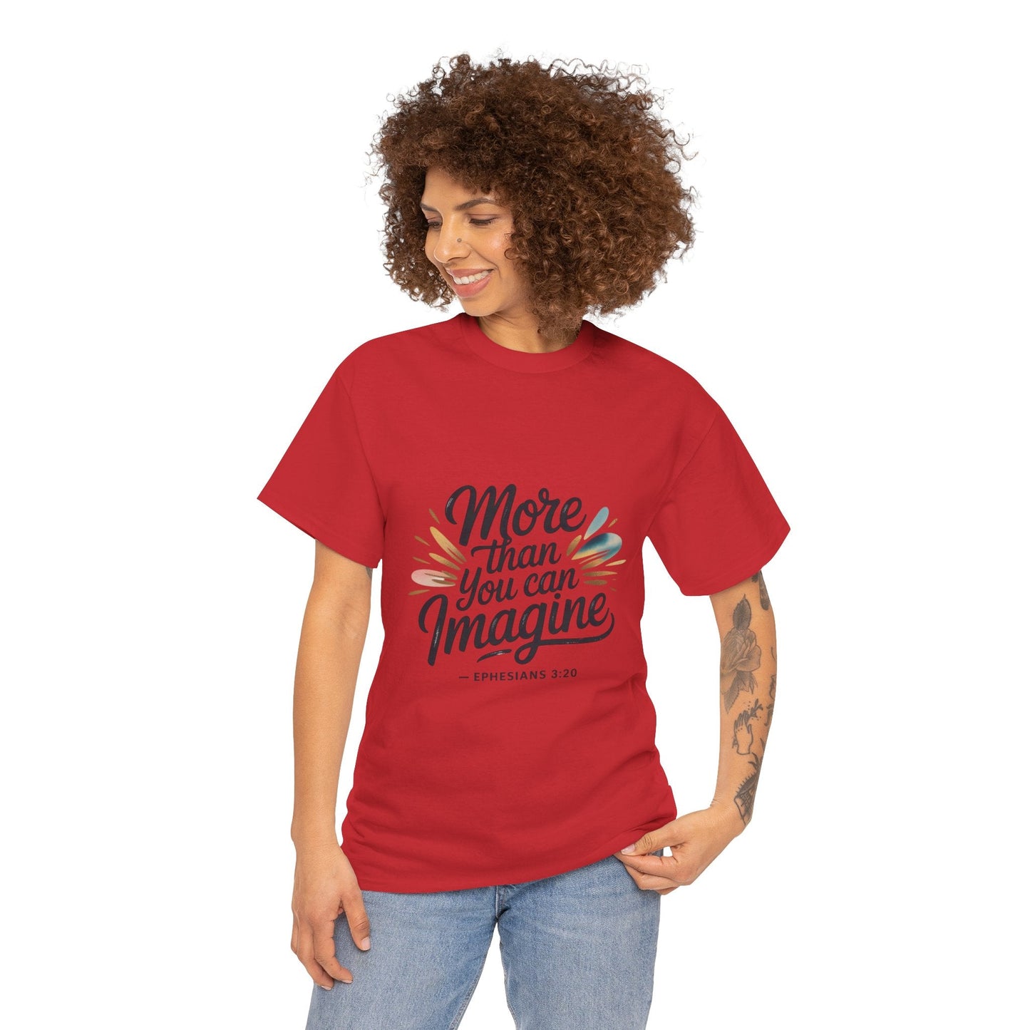 Inspirational Unisex Heavy Cotton Tee - "More Than You Can Imagine" - Peak Inspiration