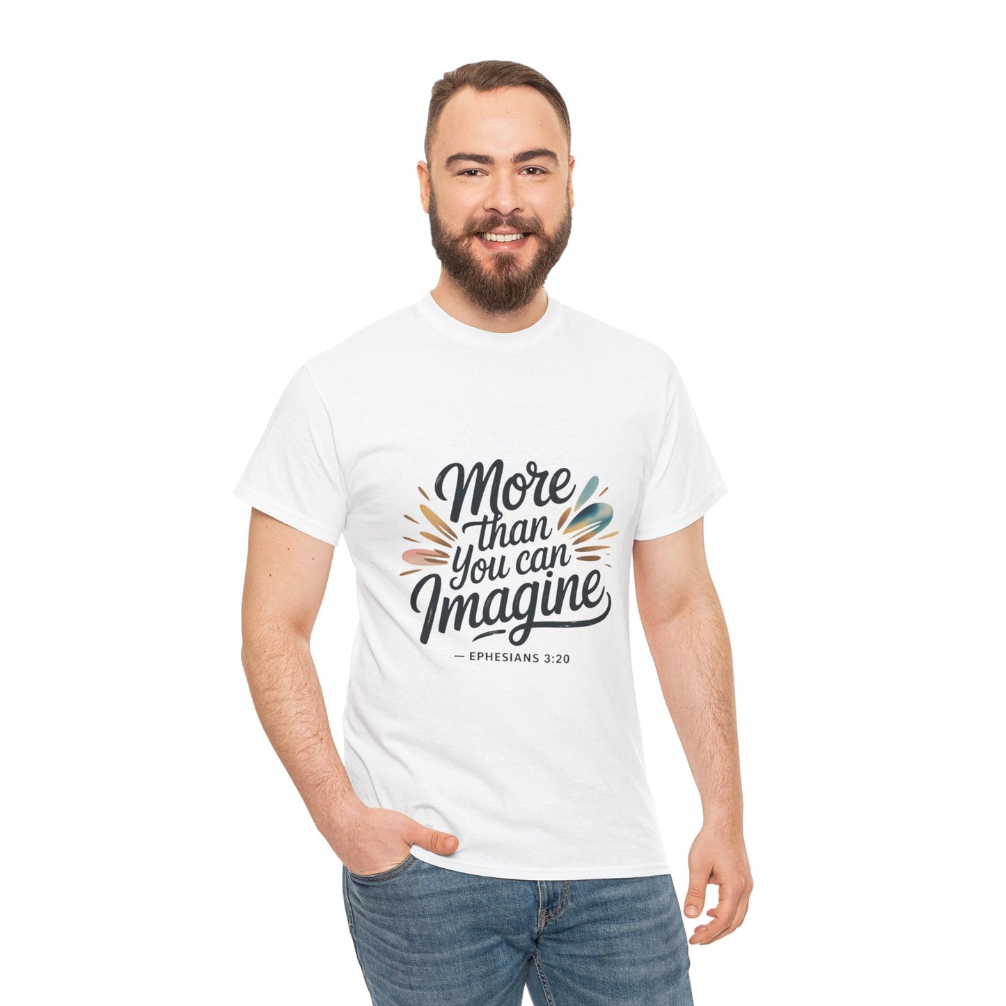 Inspirational Unisex Heavy Cotton Tee - "More Than You Can Imagine" - Peak Inspiration