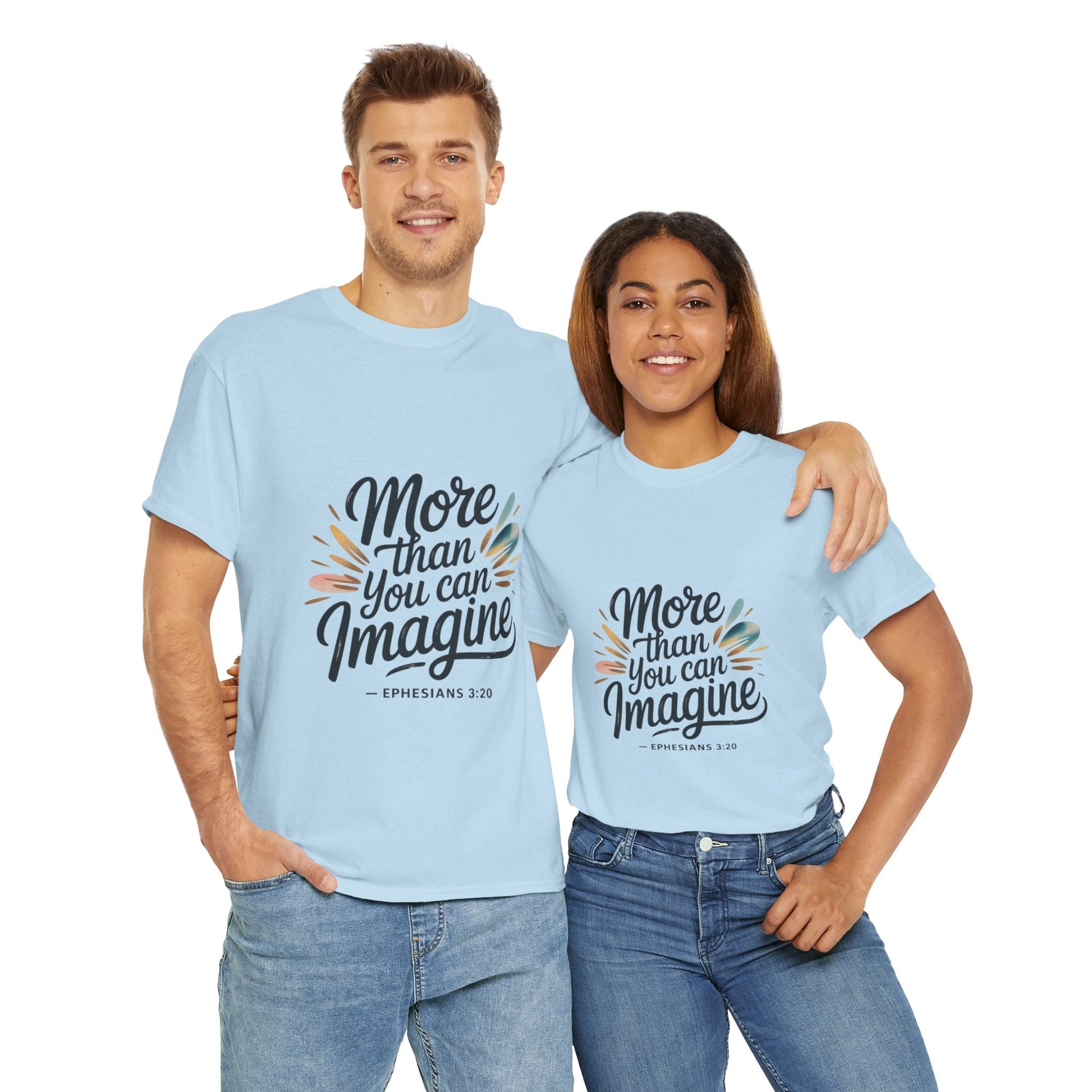 Inspirational Unisex Heavy Cotton Tee - "More Than You Can Imagine" - Peak Inspiration