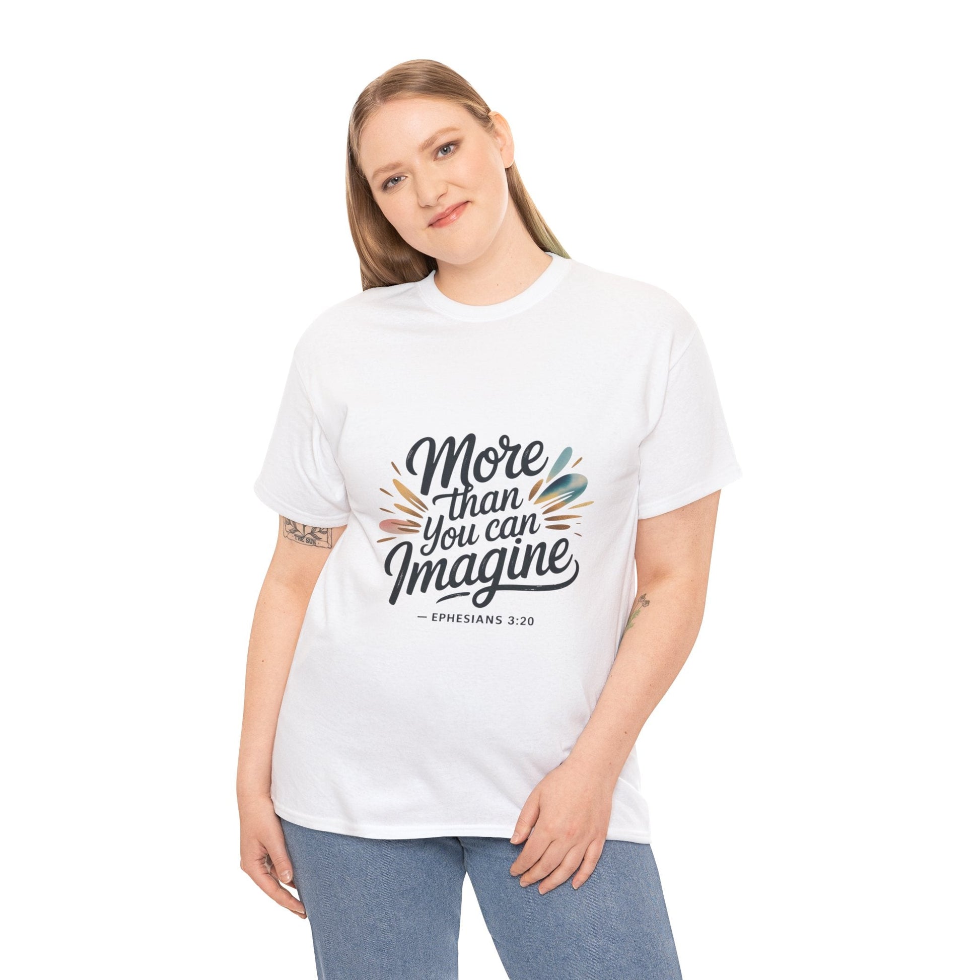 Inspirational Unisex Heavy Cotton Tee - "More Than You Can Imagine" - Peak Inspiration