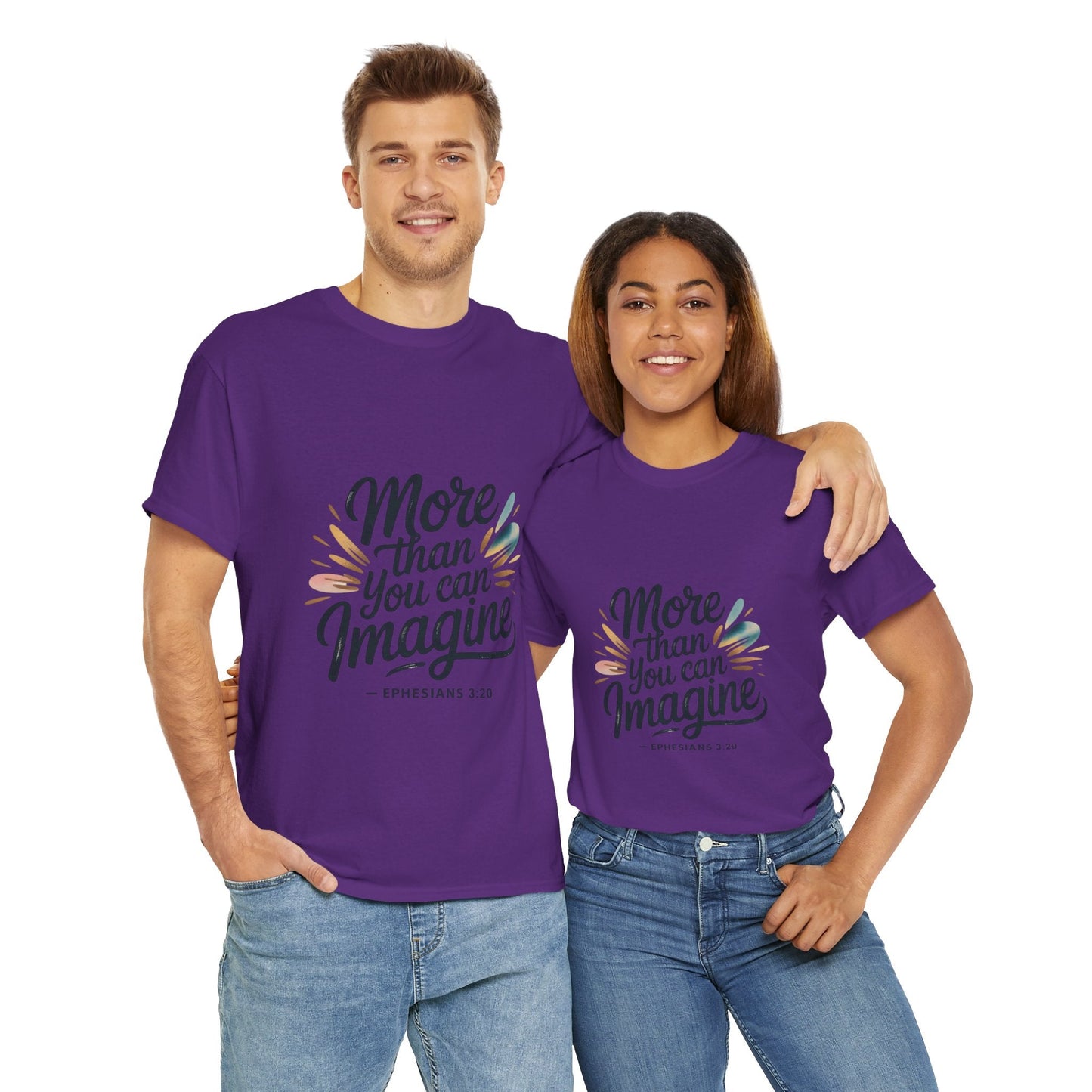 Inspirational Unisex Heavy Cotton Tee - "More Than You Can Imagine" - Peak Inspiration