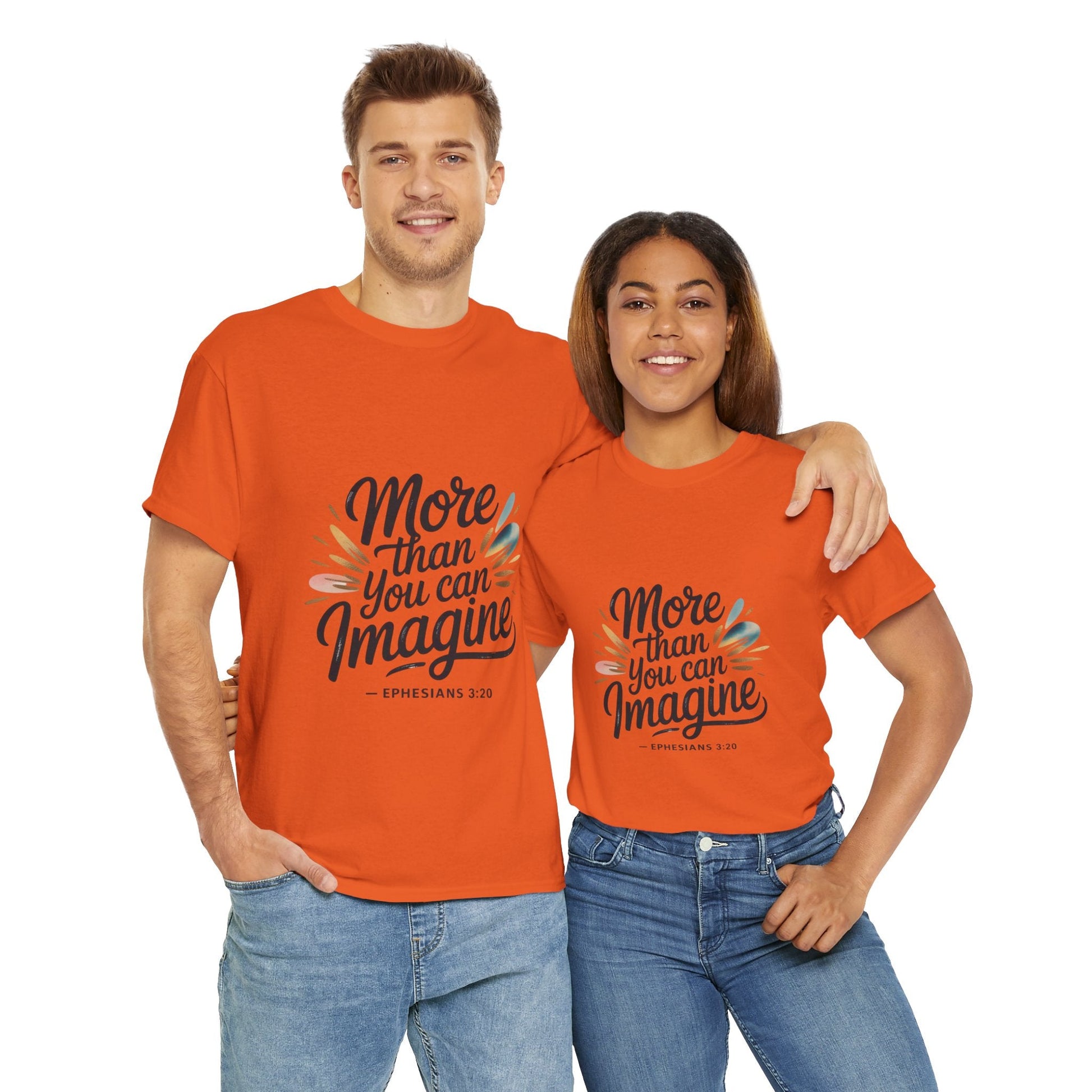 Inspirational Unisex Heavy Cotton Tee - "More Than You Can Imagine" - Peak Inspiration