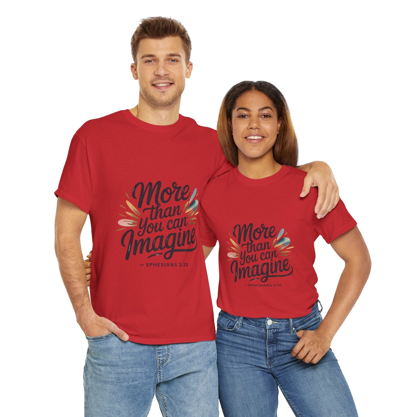 Inspirational Unisex Heavy Cotton Tee - "More Than You Can Imagine" - Peak Inspiration