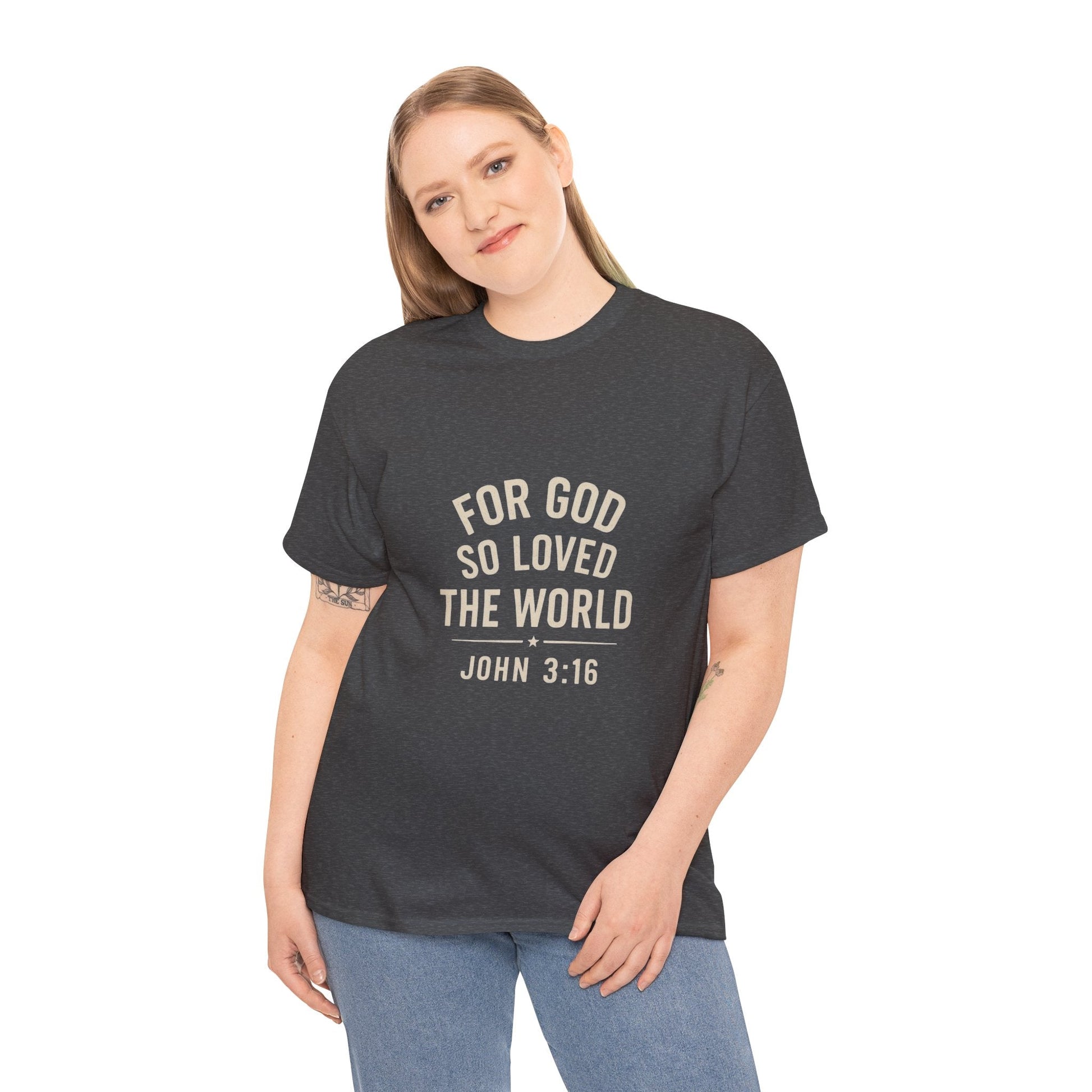John 3:16 Inspirational Unisex Heavy Cotton Tee - Peak Inspiration