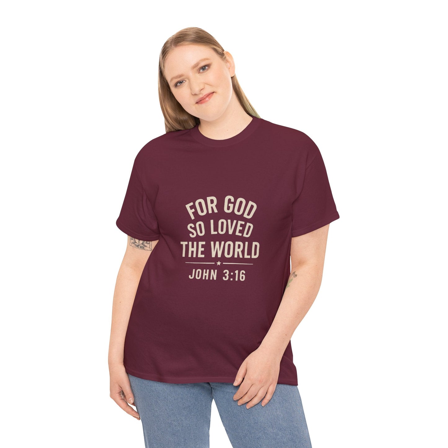John 3:16 Inspirational Unisex Heavy Cotton Tee - Peak Inspiration
