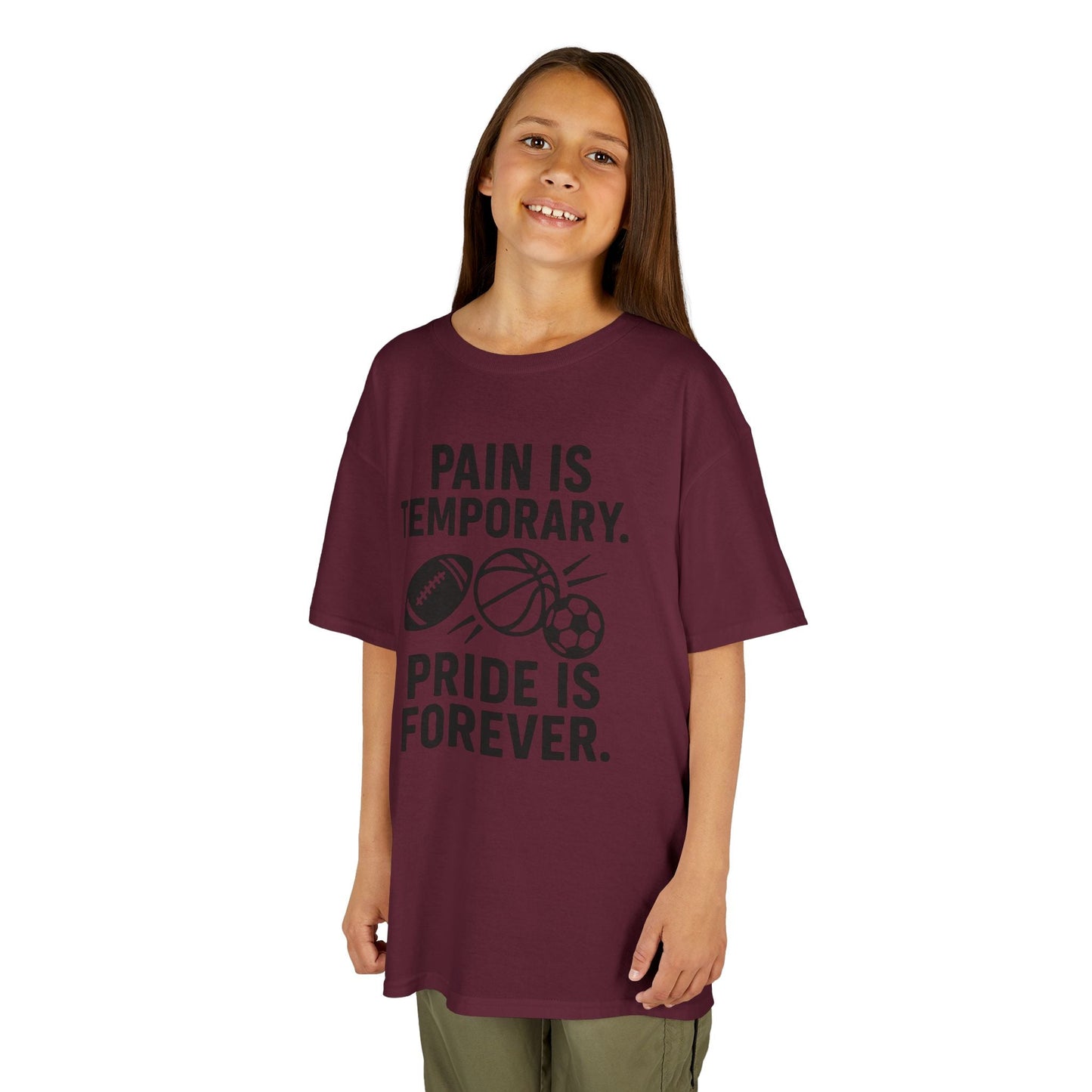 Kids Sports Motivational Tee - "Pain Is Temporary. Pride Is Forever." - Peak Inspiration