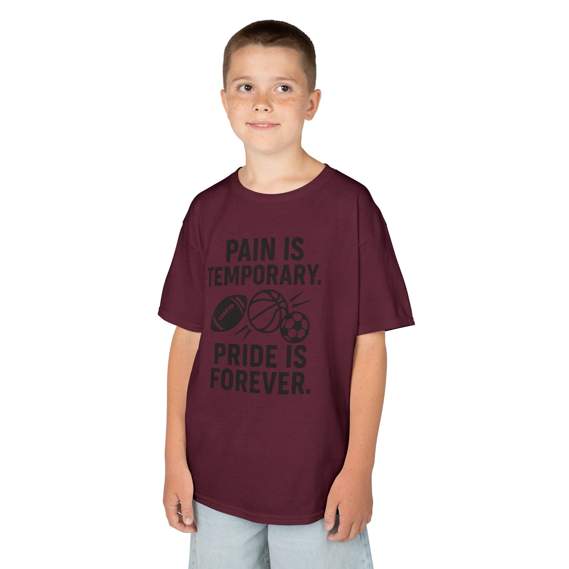 Kids Sports Motivational Tee - "Pain Is Temporary. Pride Is Forever." - Peak Inspiration