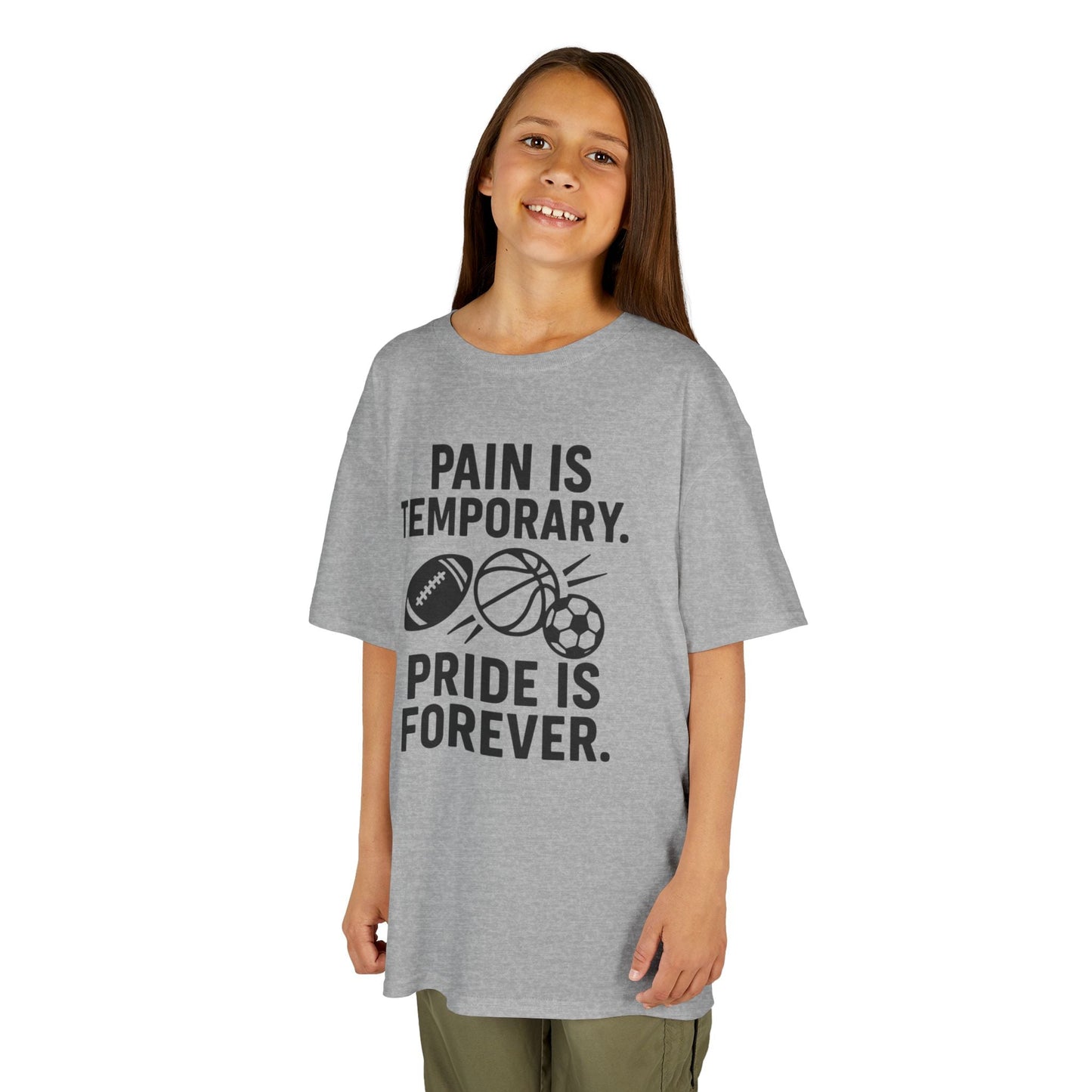 Kids Sports Motivational Tee - "Pain Is Temporary. Pride Is Forever." - Peak Inspiration