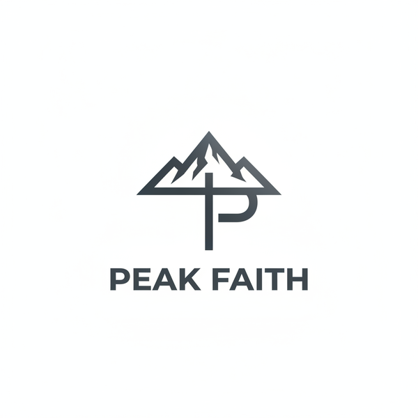 logo of a mountain with a P and a cross on it
