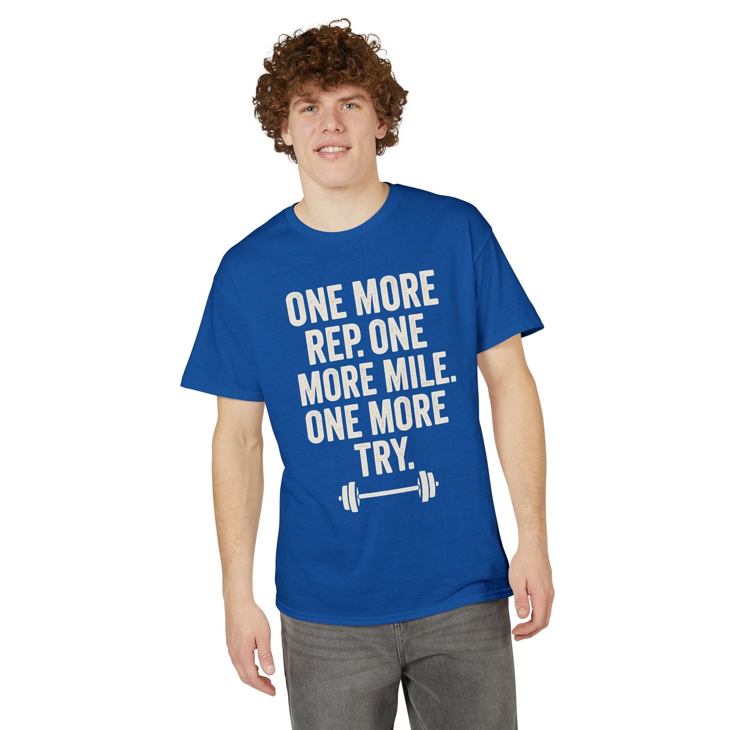 Motivational Fitness T-Shirt - "One More Rep, One More Mile, One More Try" - Peak Inspiration