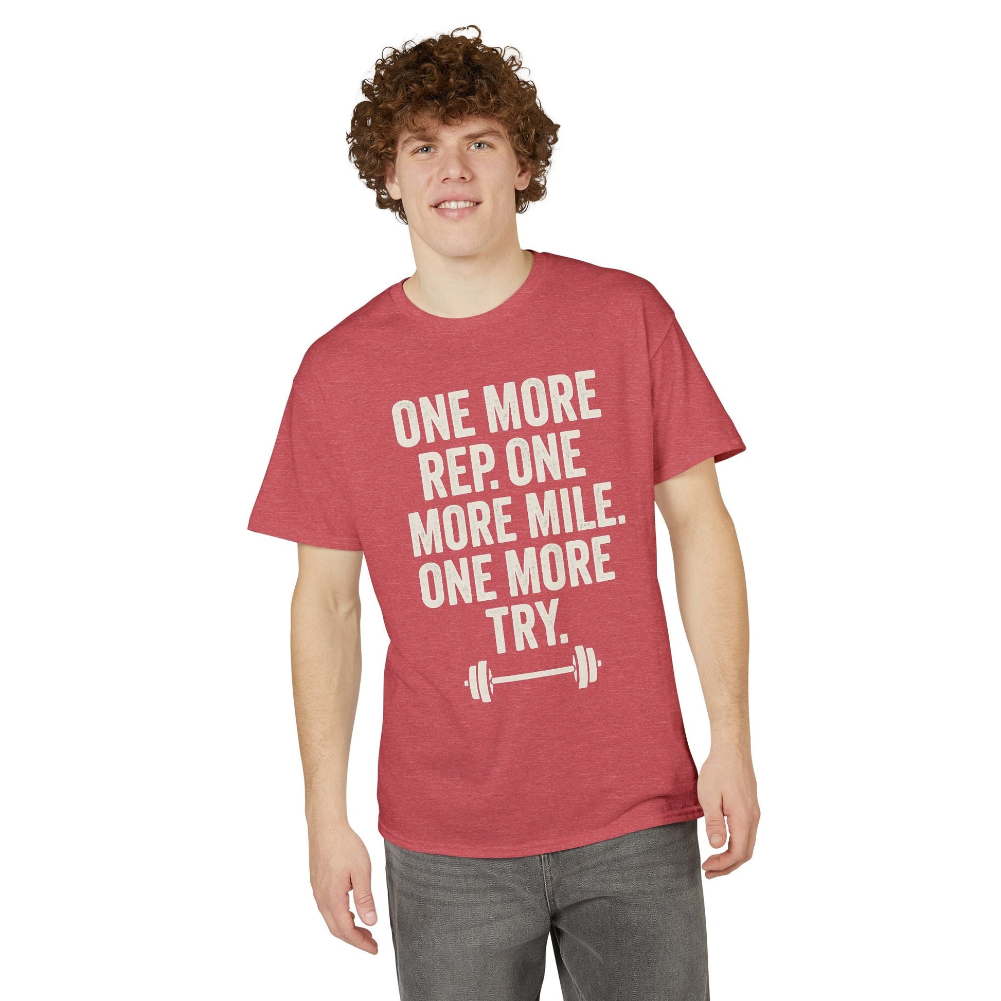 Motivational Fitness T-Shirt - "One More Rep, One More Mile, One More Try" - Peak Inspiration