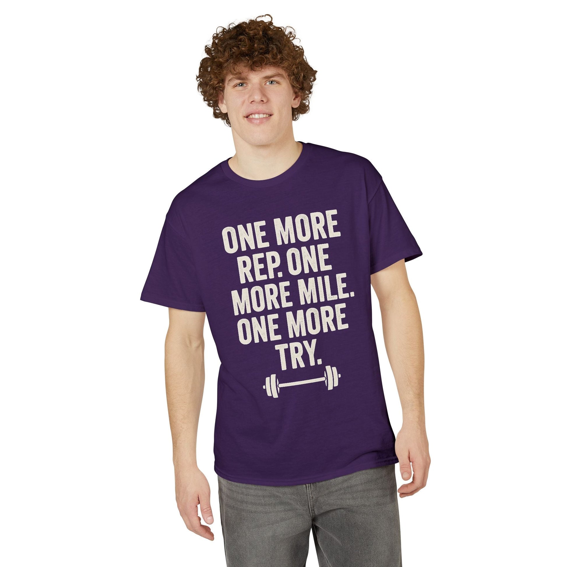 Motivational Fitness T-Shirt - "One More Rep, One More Mile, One More Try" - Peak Inspiration