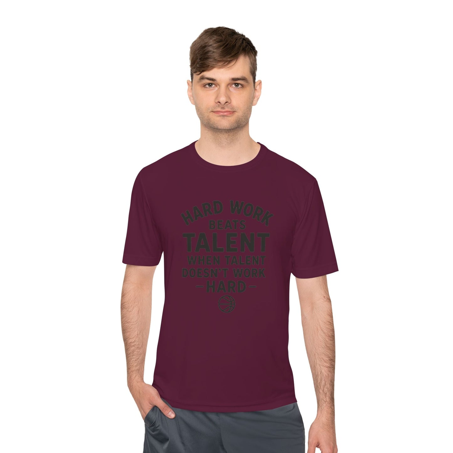 Motivational Sports Tee - "Hard Work Beats Talent" - Peak Inspiration