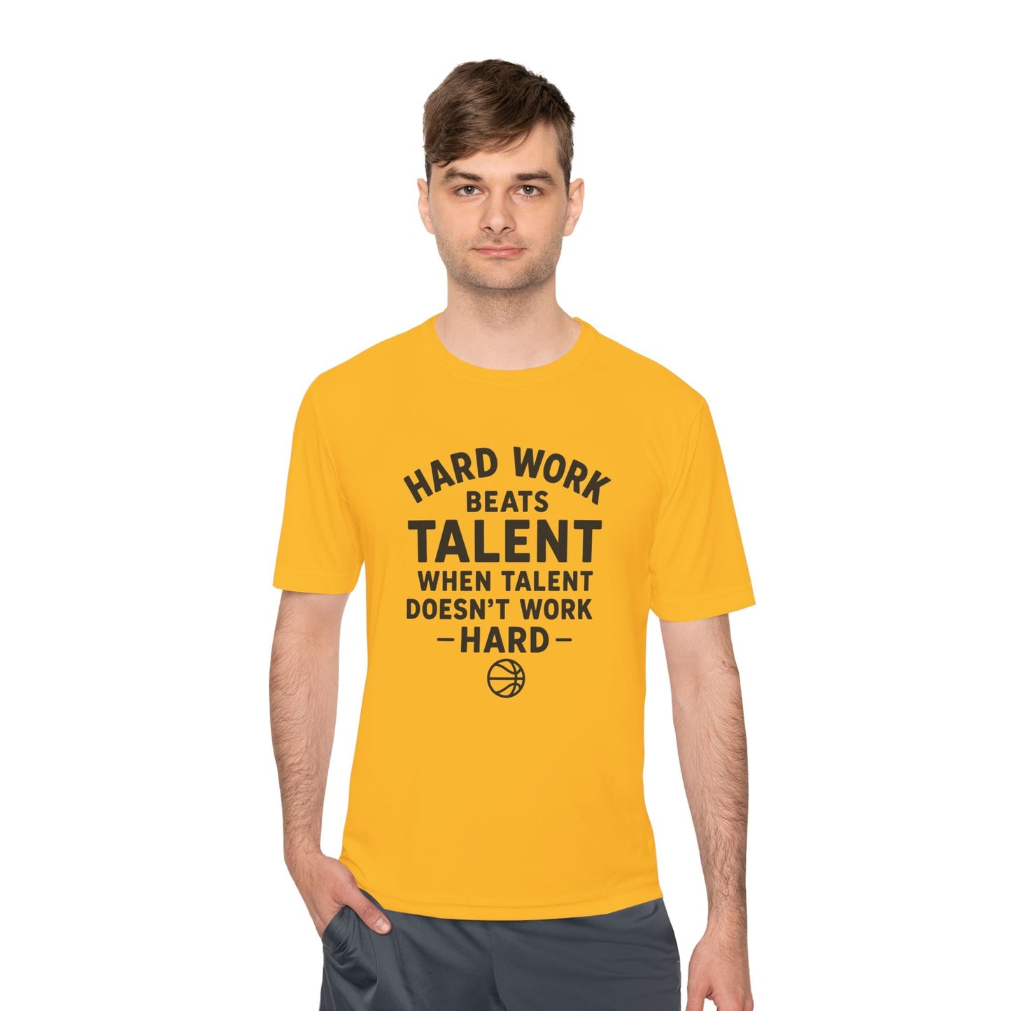 Motivational Sports Tee - "Hard Work Beats Talent" - Peak Inspiration