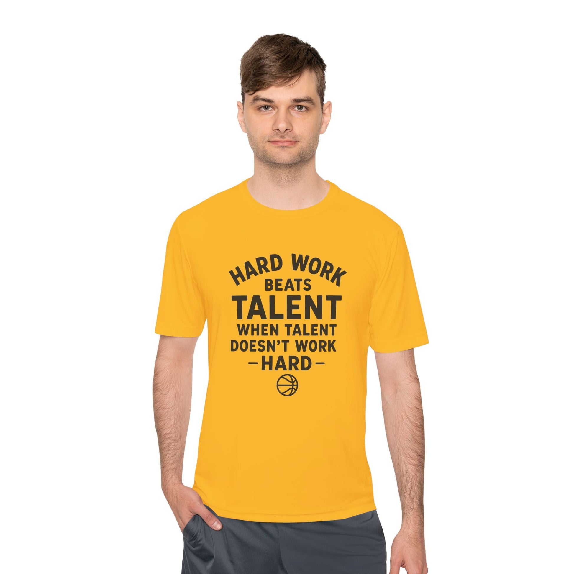 Motivational Sports Tee - "Hard Work Beats Talent" - Peak Inspiration