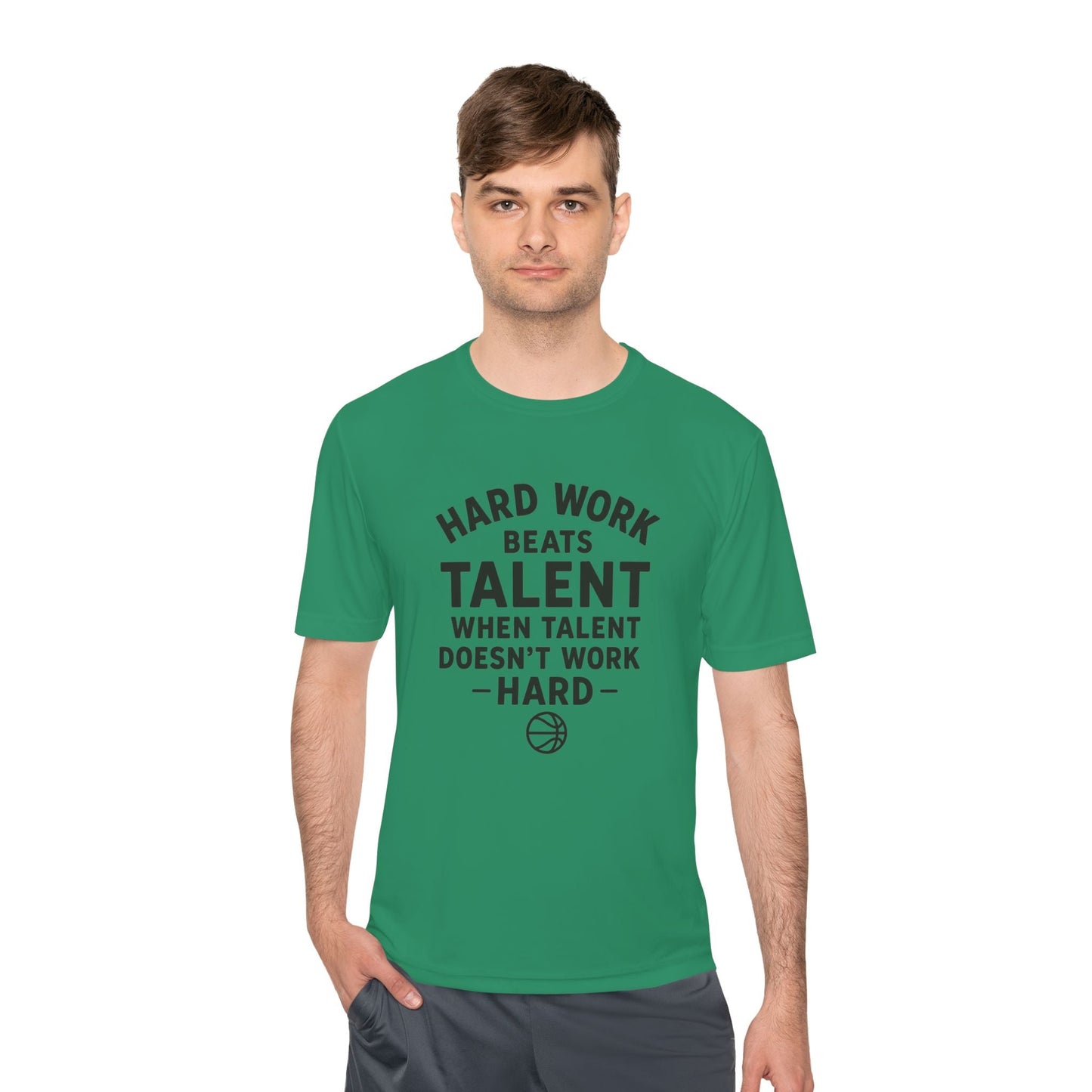 Motivational Sports Tee - "Hard Work Beats Talent" - Peak Inspiration