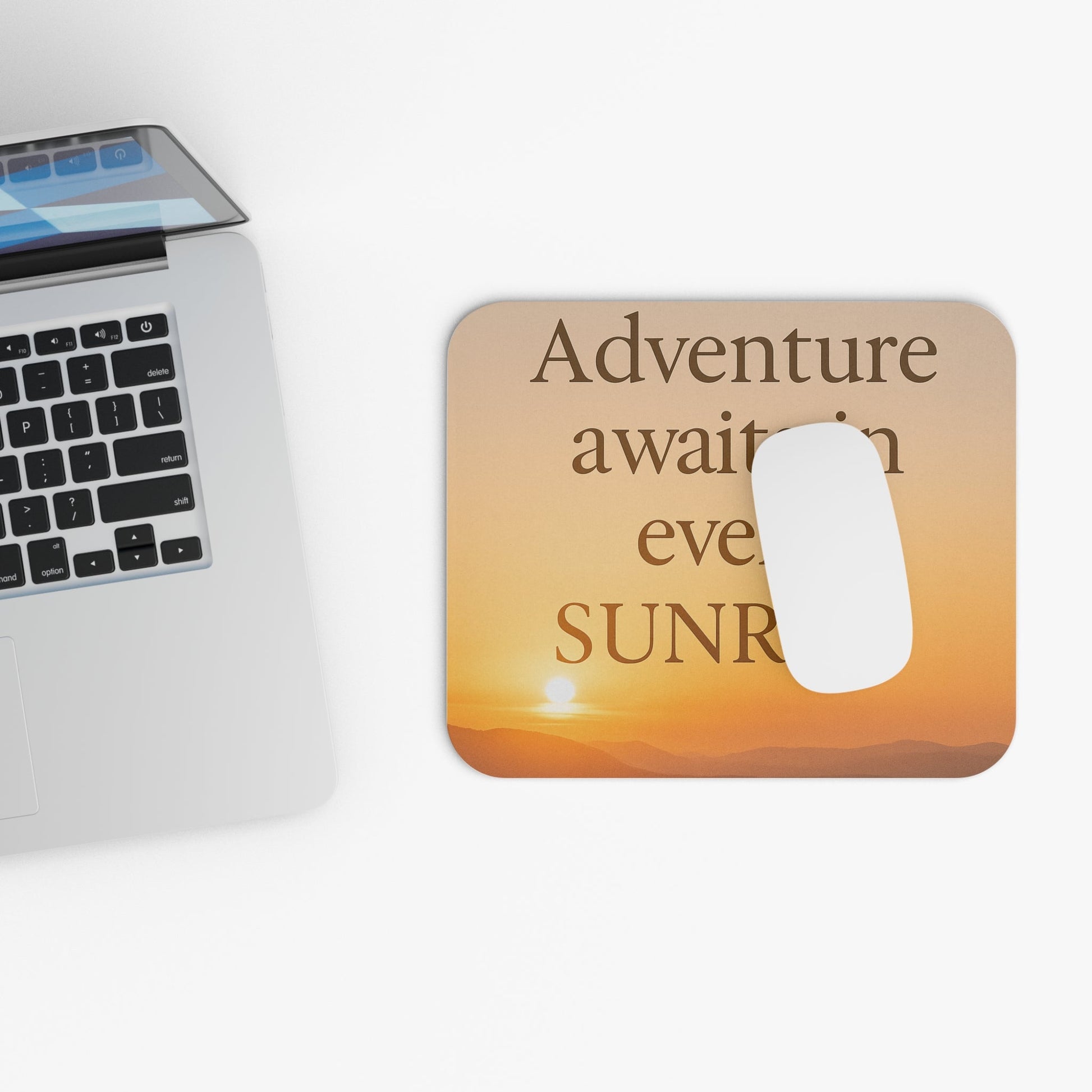 Mouse Pad - "Adventure Awaits in Every Sunrise" - Peak Inspiration