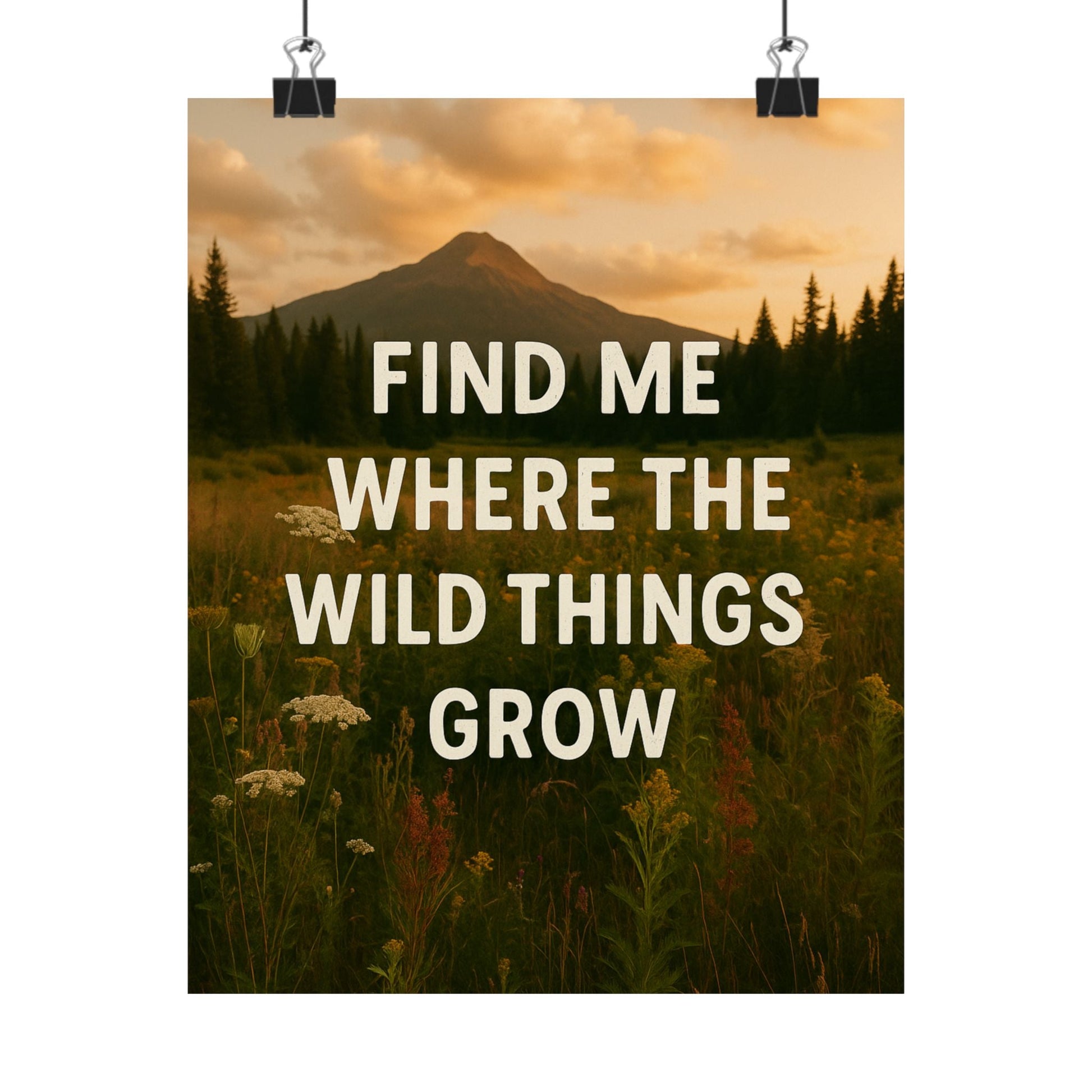 Nature - Inspired Matte Vertical Poster: 'Find Me Where the Wild Things Grow' - Peak Inspiration