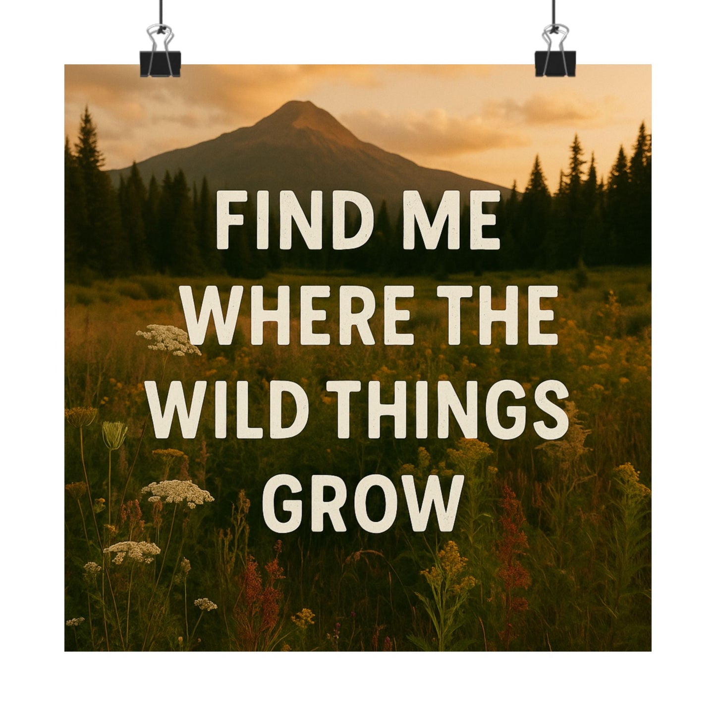 Nature - Inspired Matte Vertical Poster: 'Find Me Where the Wild Things Grow' - Peak Inspiration