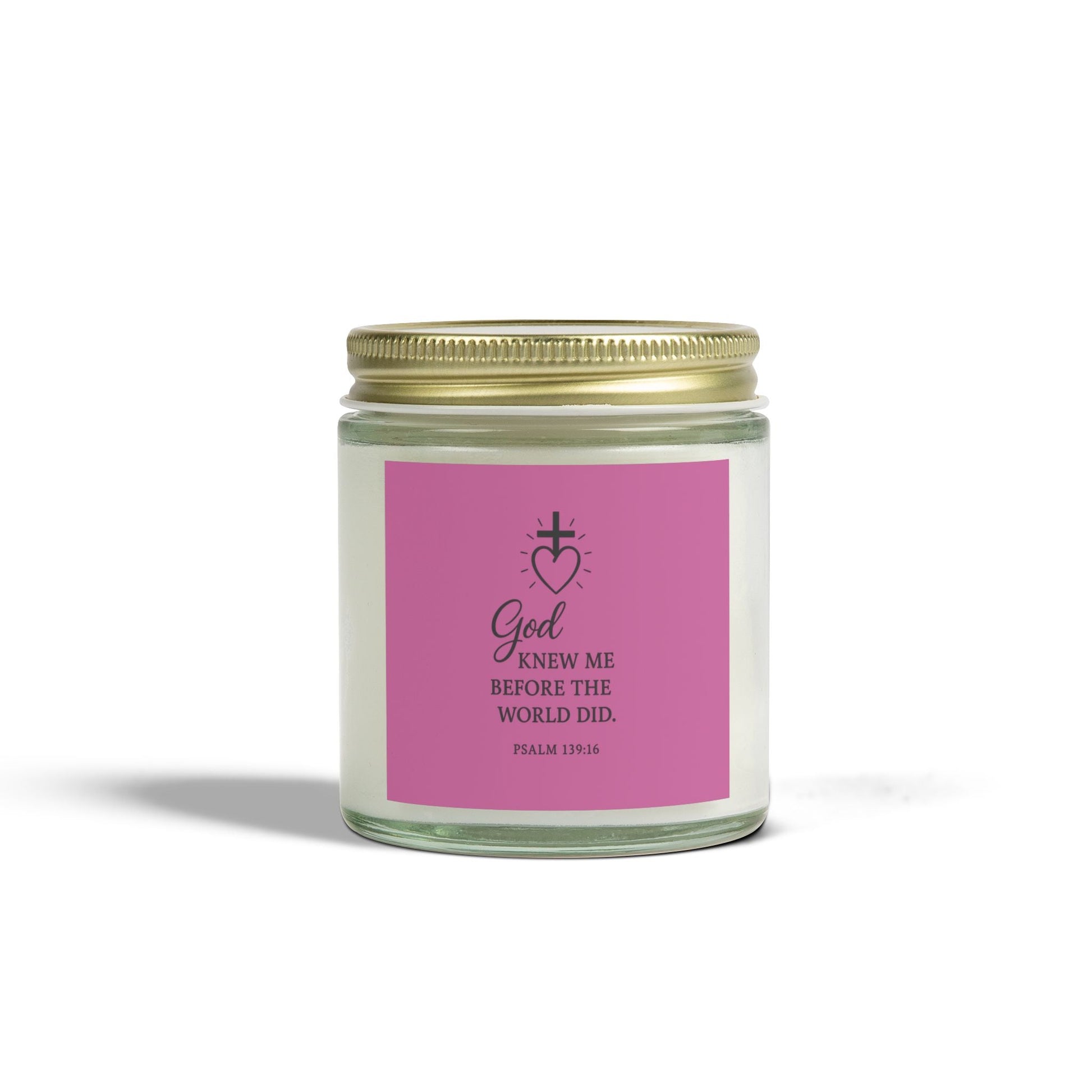 Spiritual Scented Candles - Coconut Apricot Wax (4oz, 9oz) - "God Knew Me Before the World Did" - Peak Inspiration