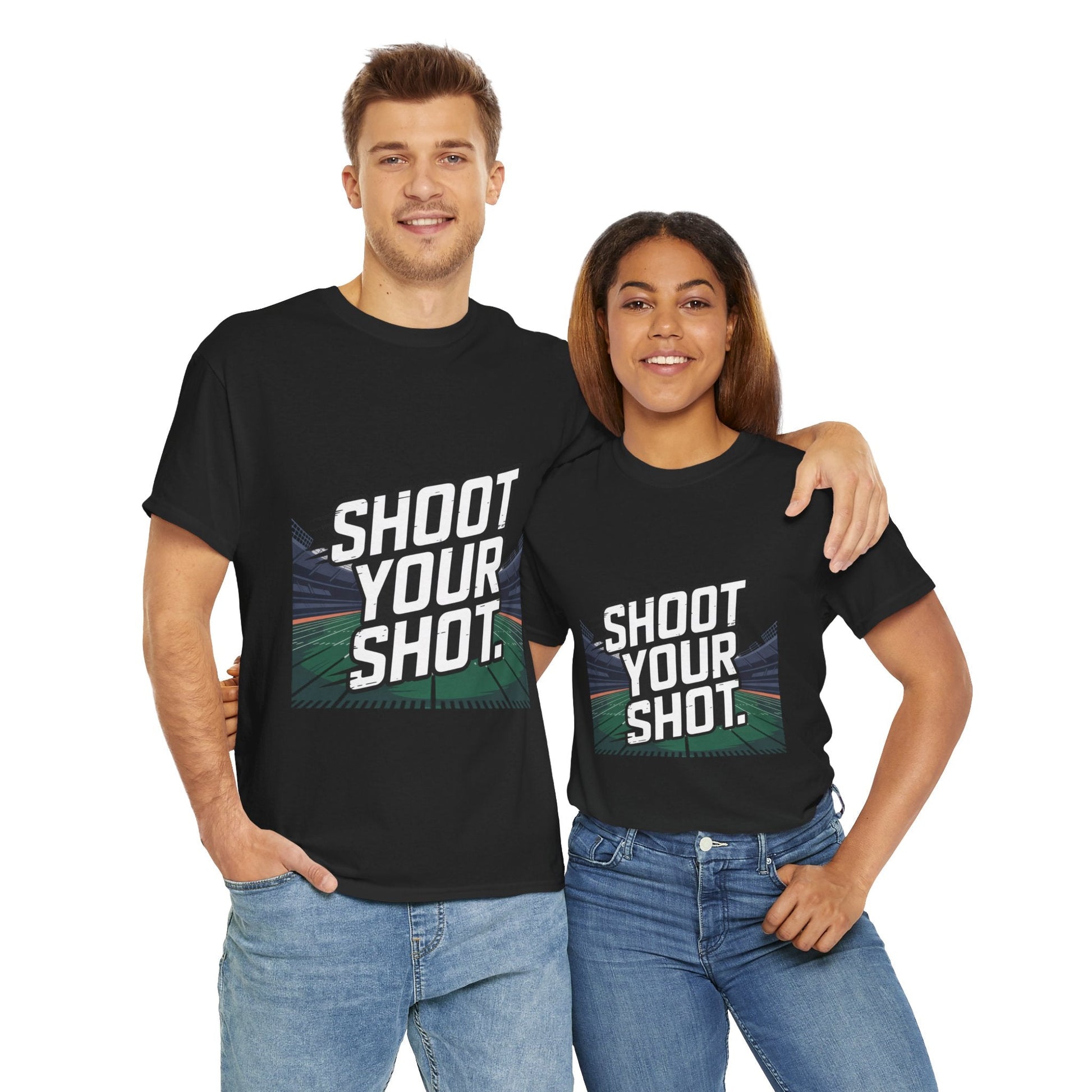 Sporty Unisex Heavy Cotton Tee - "Shoot Your Shot" Motivational T-Shirt - Peak Inspiration