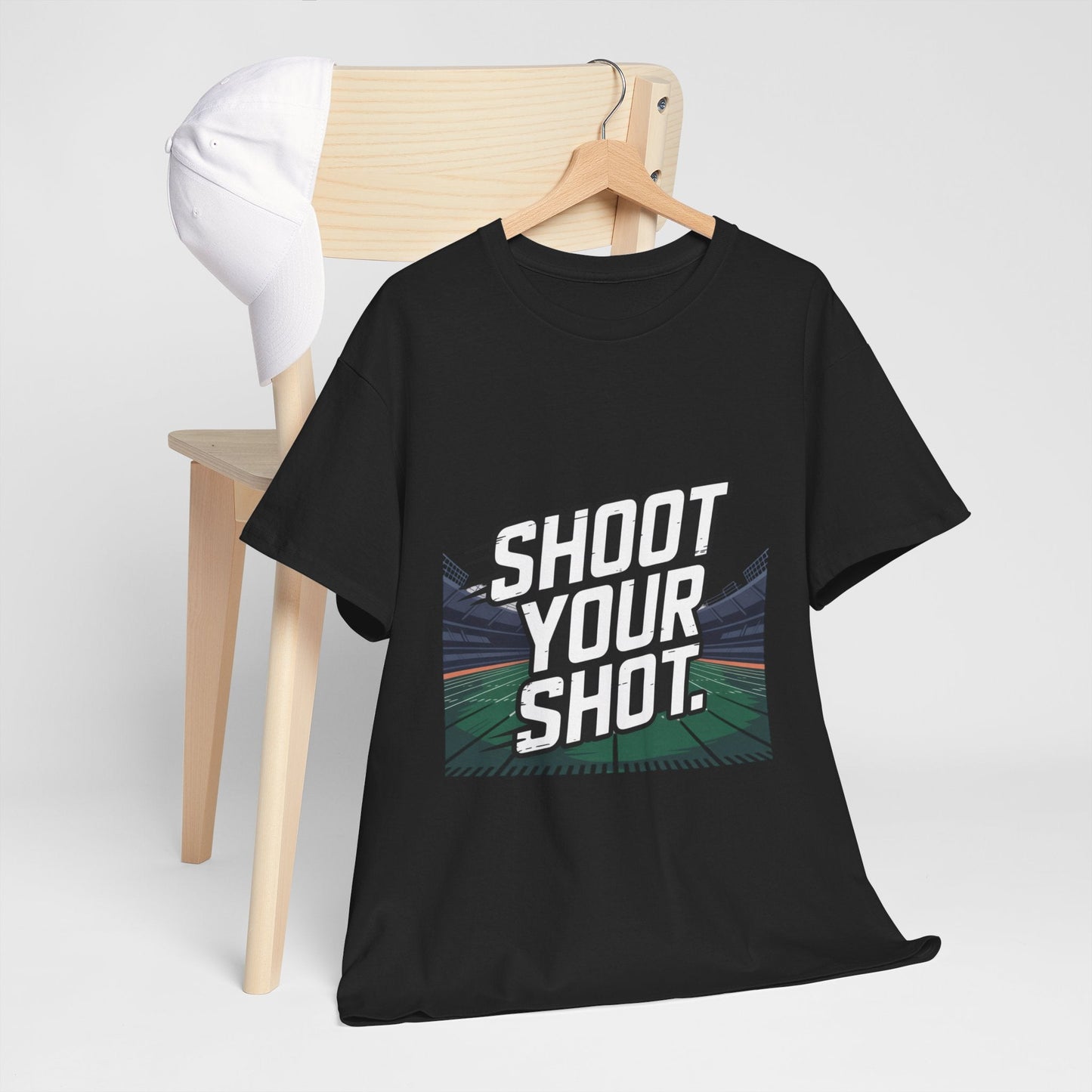 Sporty Unisex Heavy Cotton Tee - "Shoot Your Shot" Motivational T-Shirt - Peak Inspiration