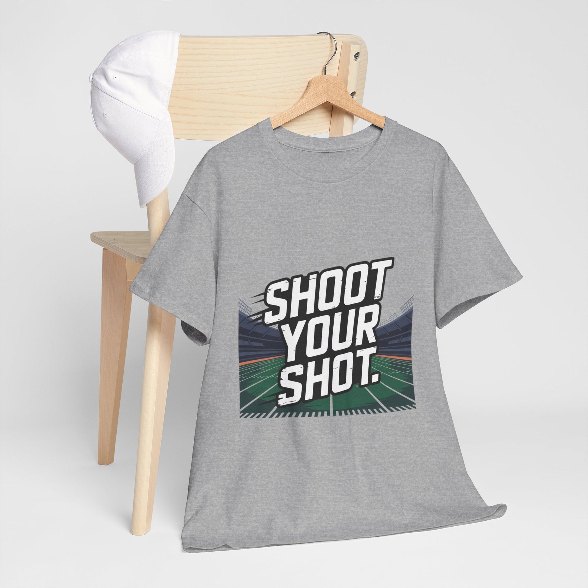 Sporty Unisex Heavy Cotton Tee - "Shoot Your Shot" Motivational T-Shirt - Peak Inspiration