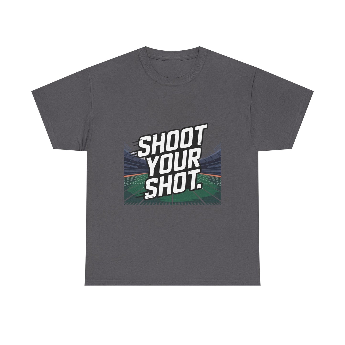 Sporty Unisex Heavy Cotton Tee - "Shoot Your Shot" Motivational T-Shirt - Peak Inspiration