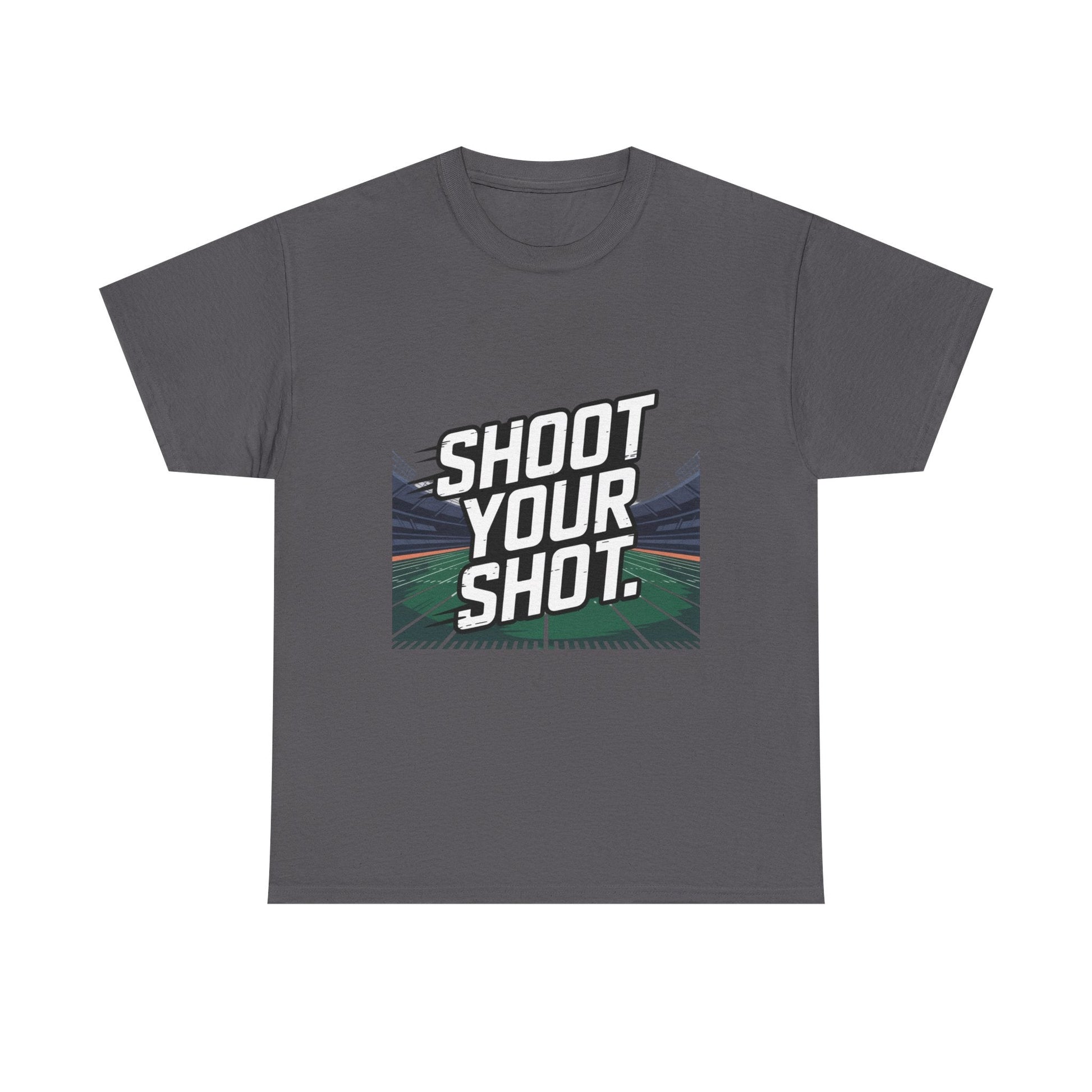 Sporty Unisex Heavy Cotton Tee - "Shoot Your Shot" Motivational T-Shirt - Peak Inspiration