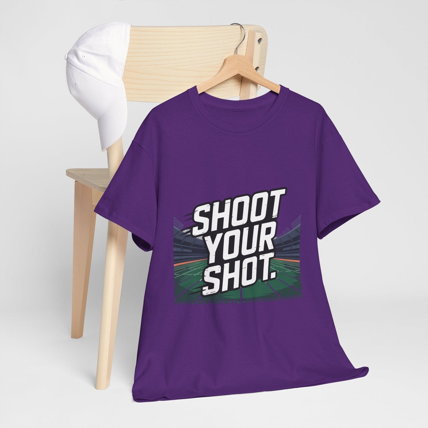 Sporty Unisex Heavy Cotton Tee - "Shoot Your Shot" Motivational T-Shirt - Peak Inspiration