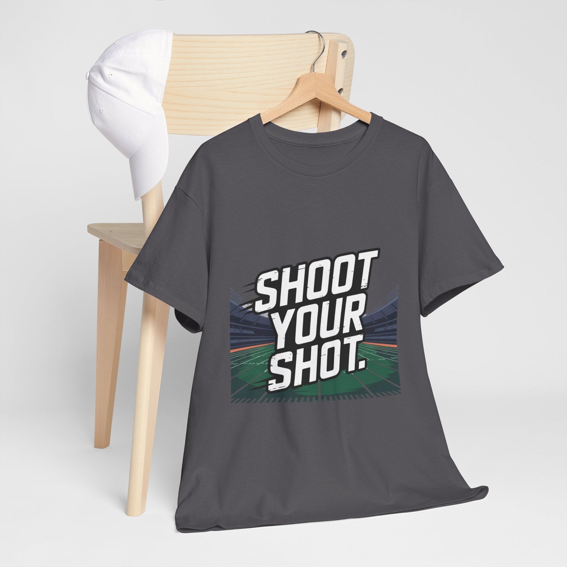 Sporty Unisex Heavy Cotton Tee - "Shoot Your Shot" Motivational T-Shirt - Peak Inspiration