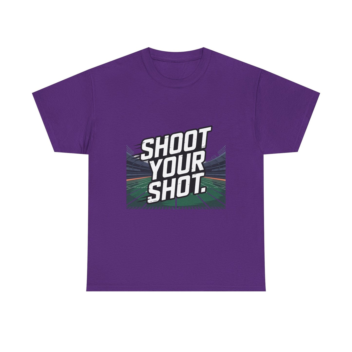 Sporty Unisex Heavy Cotton Tee - "Shoot Your Shot" Motivational T-Shirt - Peak Inspiration