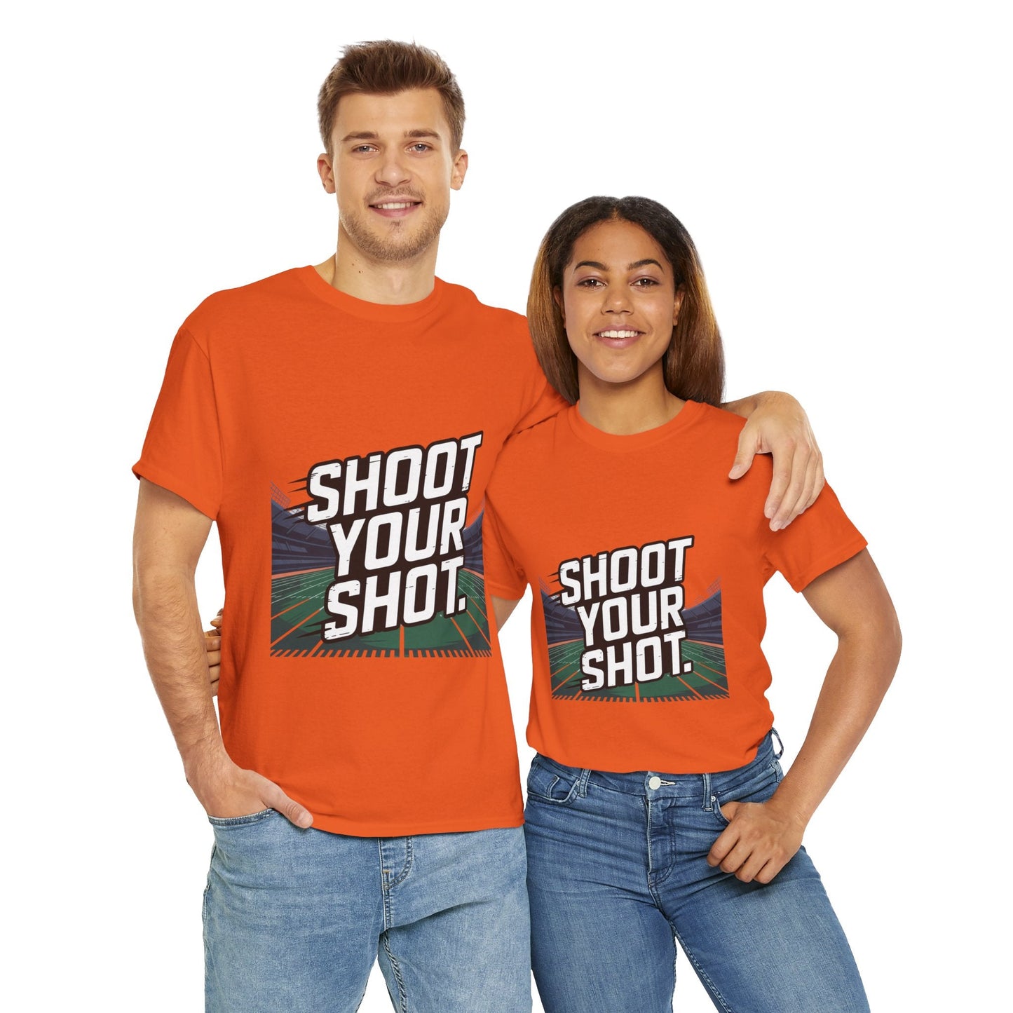 Sporty Unisex Heavy Cotton Tee - "Shoot Your Shot" Motivational T-Shirt - Peak Inspiration
