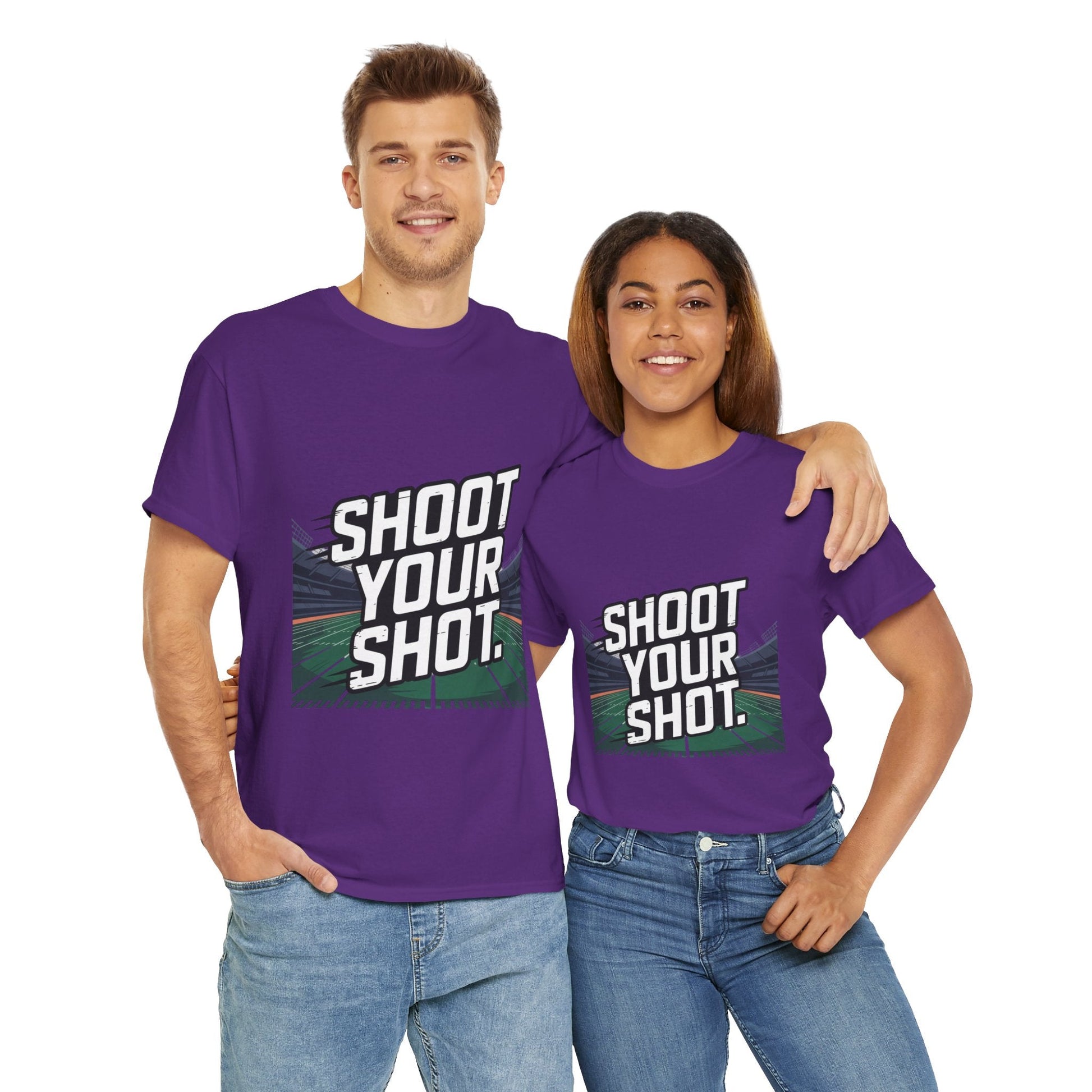 Sporty Unisex Heavy Cotton Tee - "Shoot Your Shot" Motivational T-Shirt - Peak Inspiration