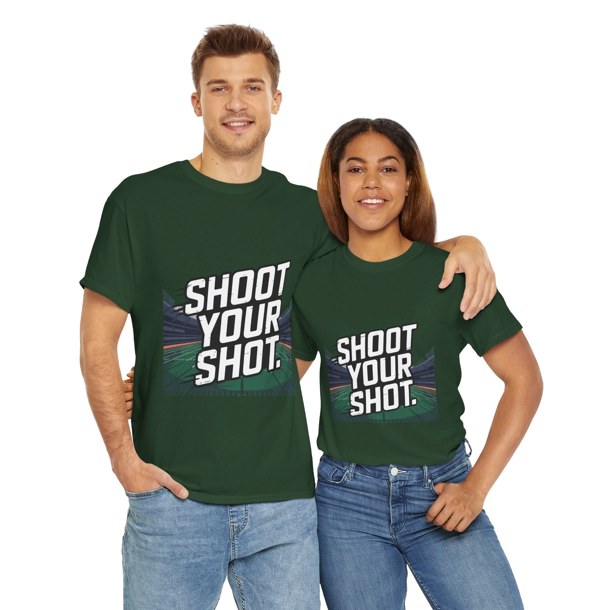 Sporty Unisex Heavy Cotton Tee - "Shoot Your Shot" Motivational T-Shirt - Peak Inspiration