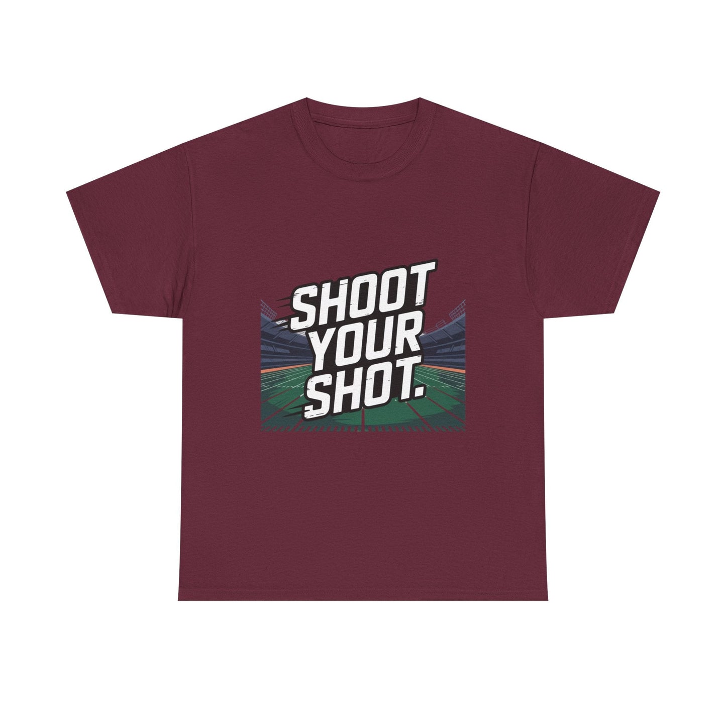 Sporty Unisex Heavy Cotton Tee - "Shoot Your Shot" Motivational T-Shirt - Peak Inspiration