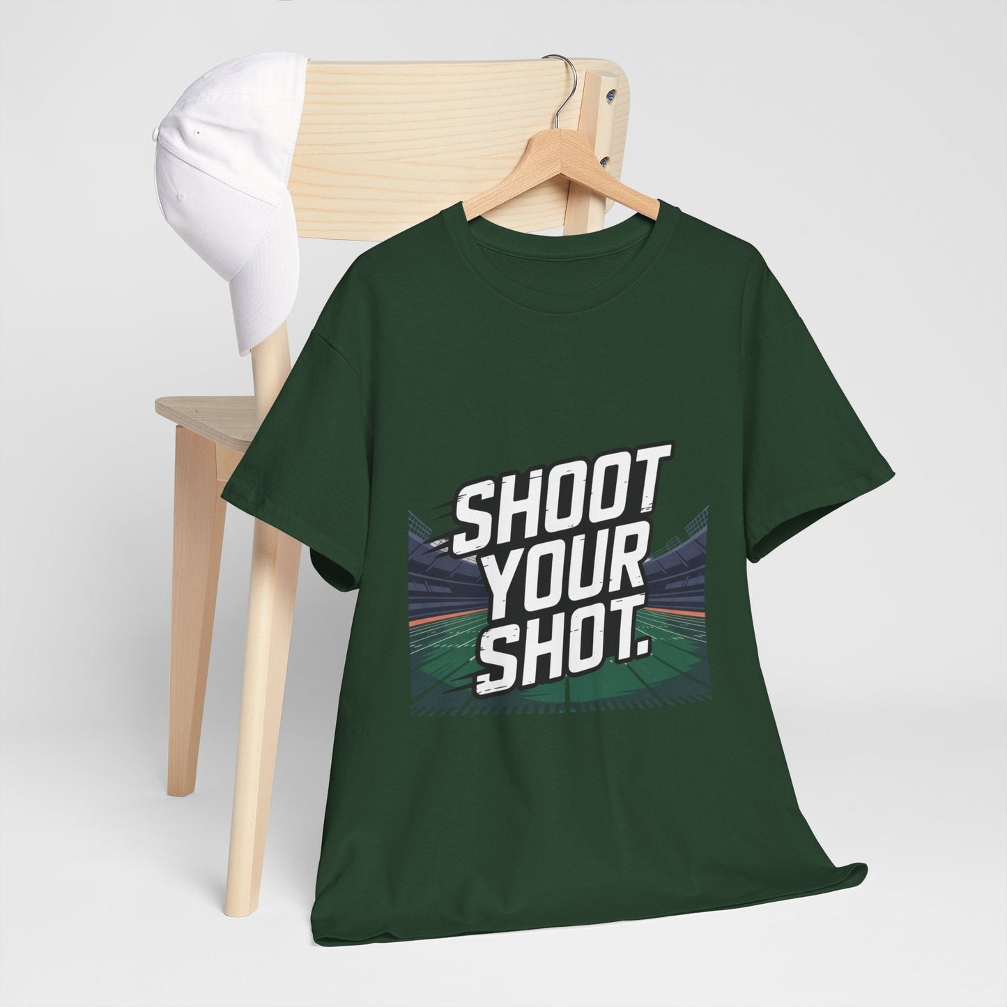 Sporty Unisex Heavy Cotton Tee - "Shoot Your Shot" Motivational T-Shirt - Peak Inspiration