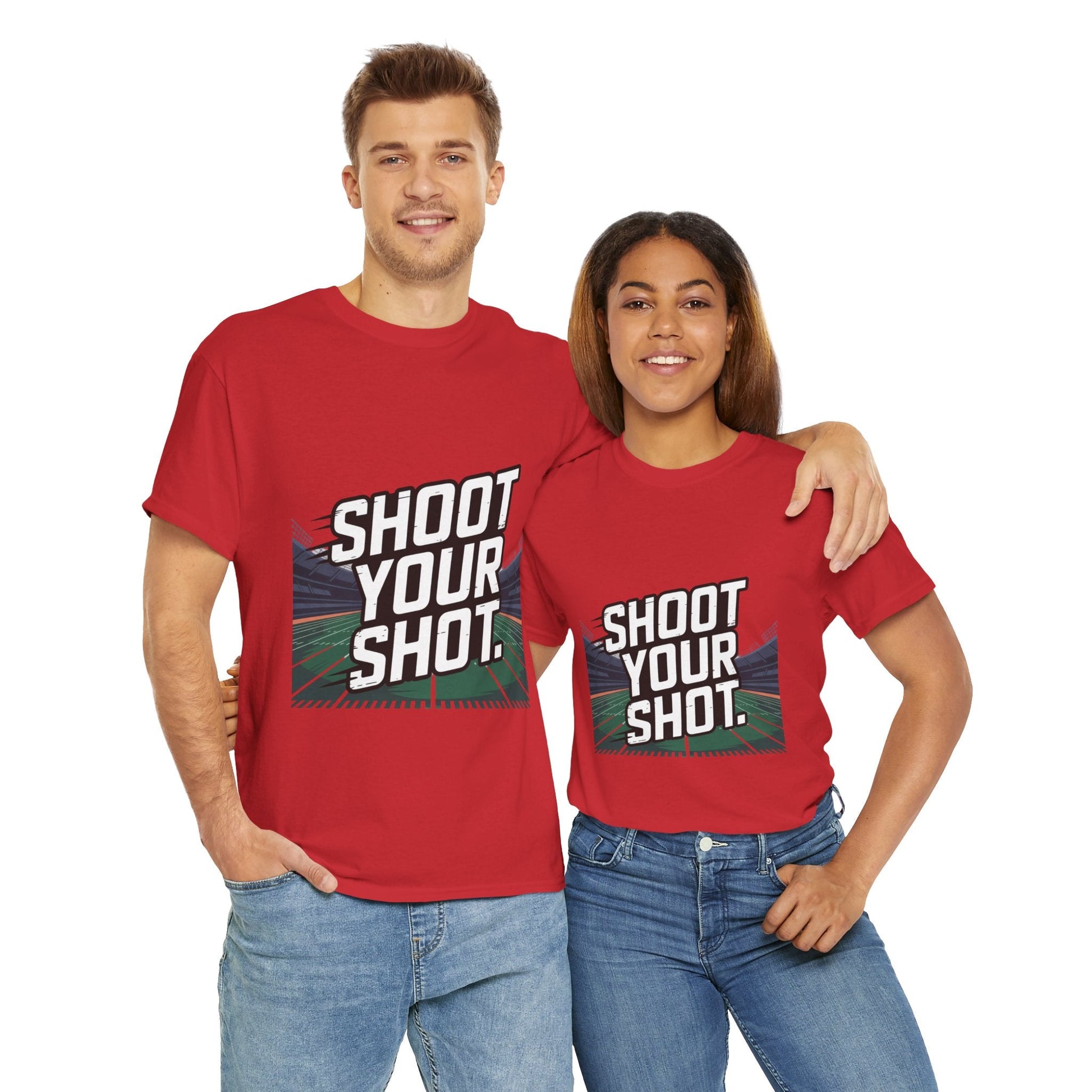 Sporty Unisex Heavy Cotton Tee - "Shoot Your Shot" Motivational T-Shirt - Peak Inspiration