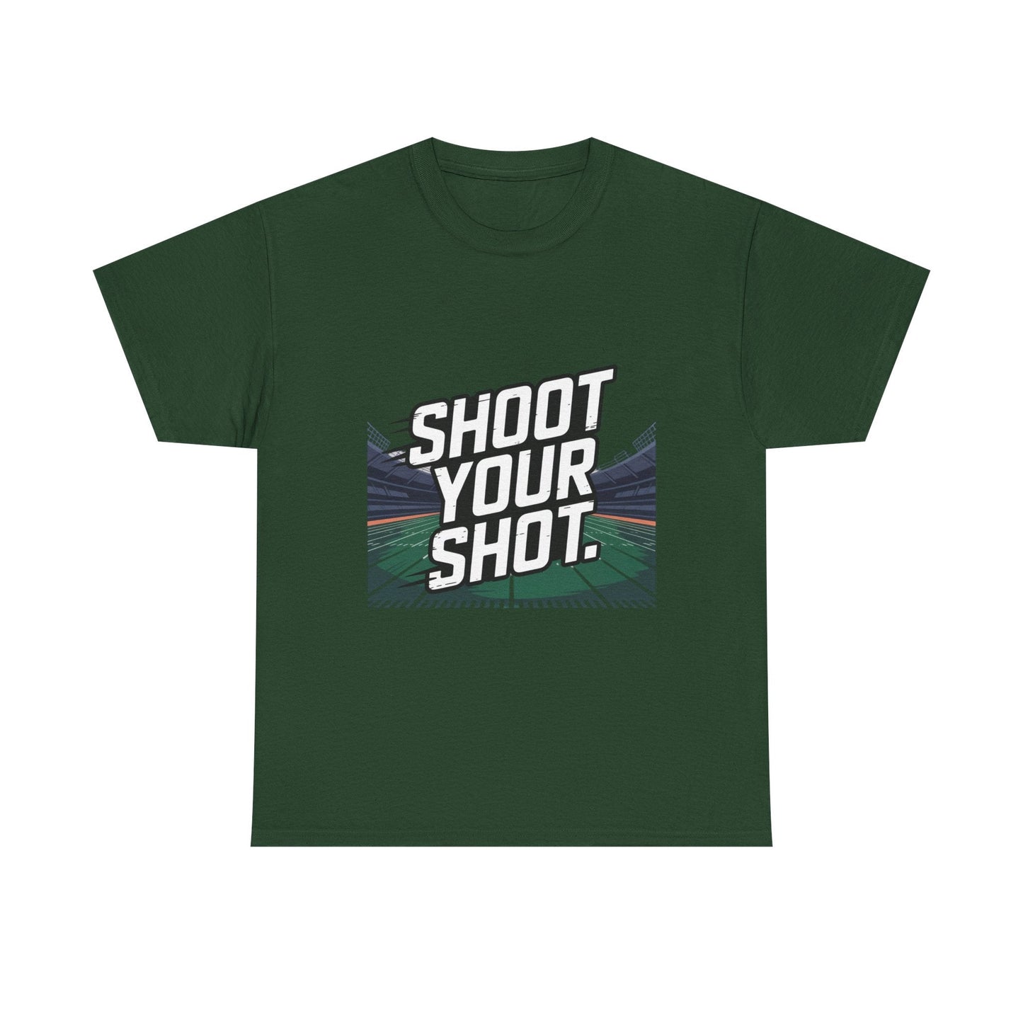 Sporty Unisex Heavy Cotton Tee - "Shoot Your Shot" Motivational T-Shirt - Peak Inspiration