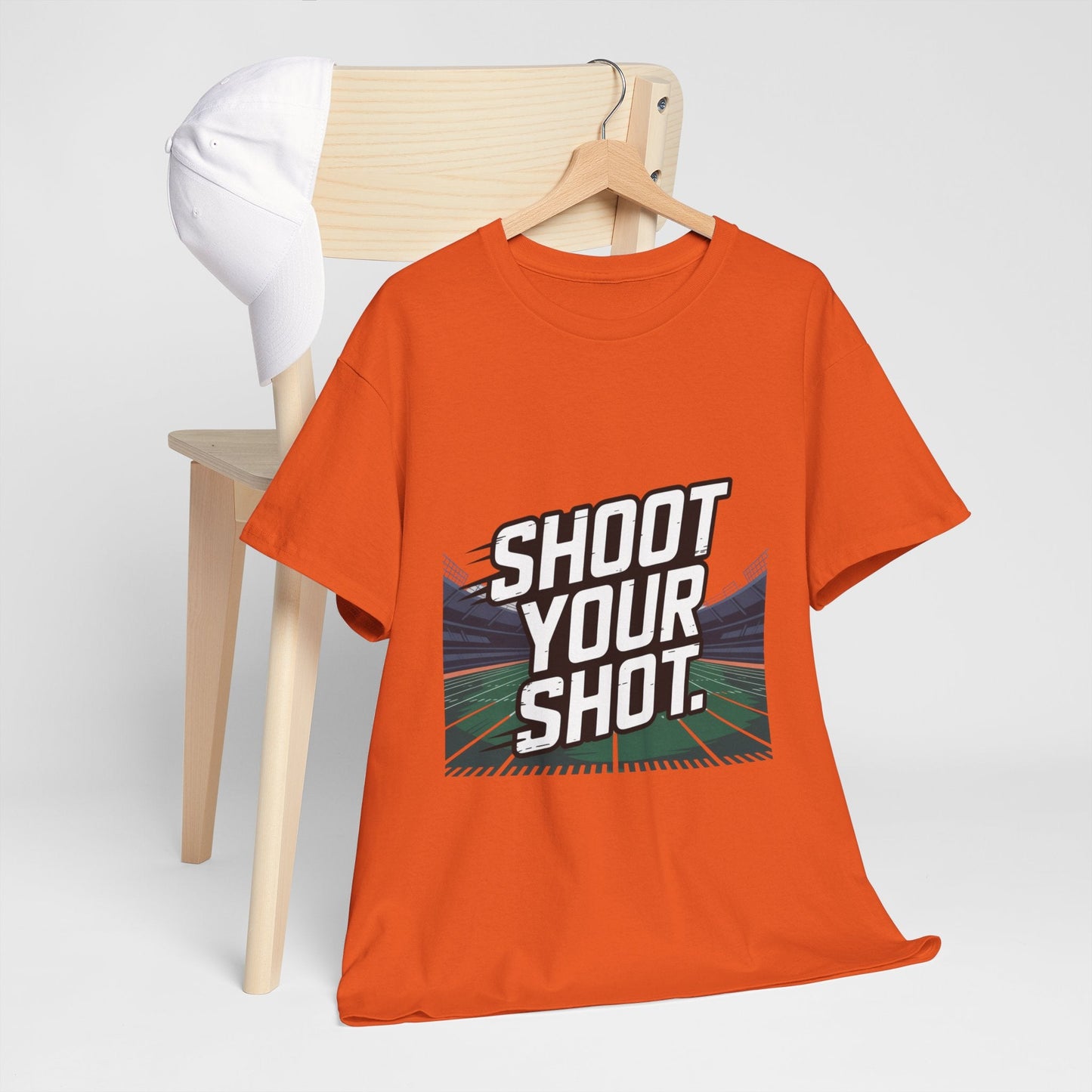 Sporty Unisex Heavy Cotton Tee - "Shoot Your Shot" Motivational T-Shirt - Peak Inspiration