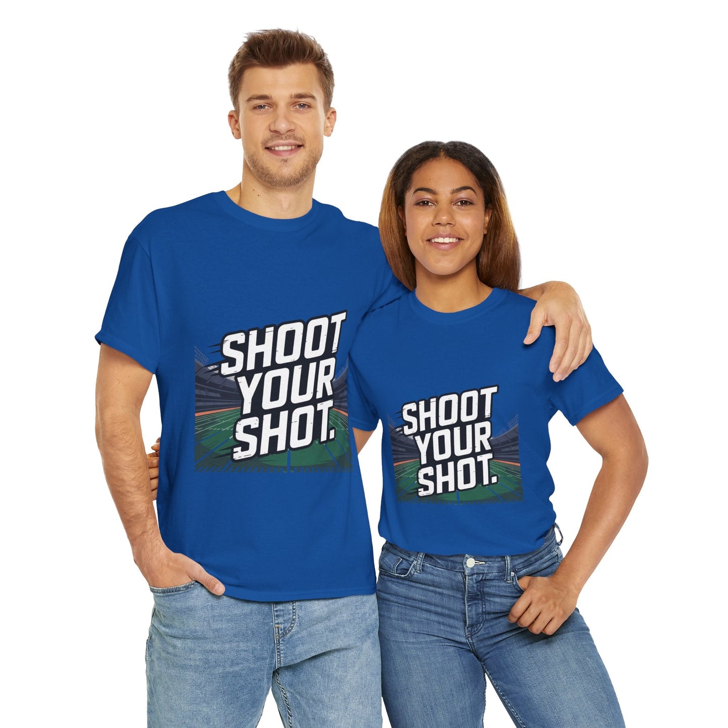 Sporty Unisex Heavy Cotton Tee - "Shoot Your Shot" Motivational T-Shirt - Peak Inspiration