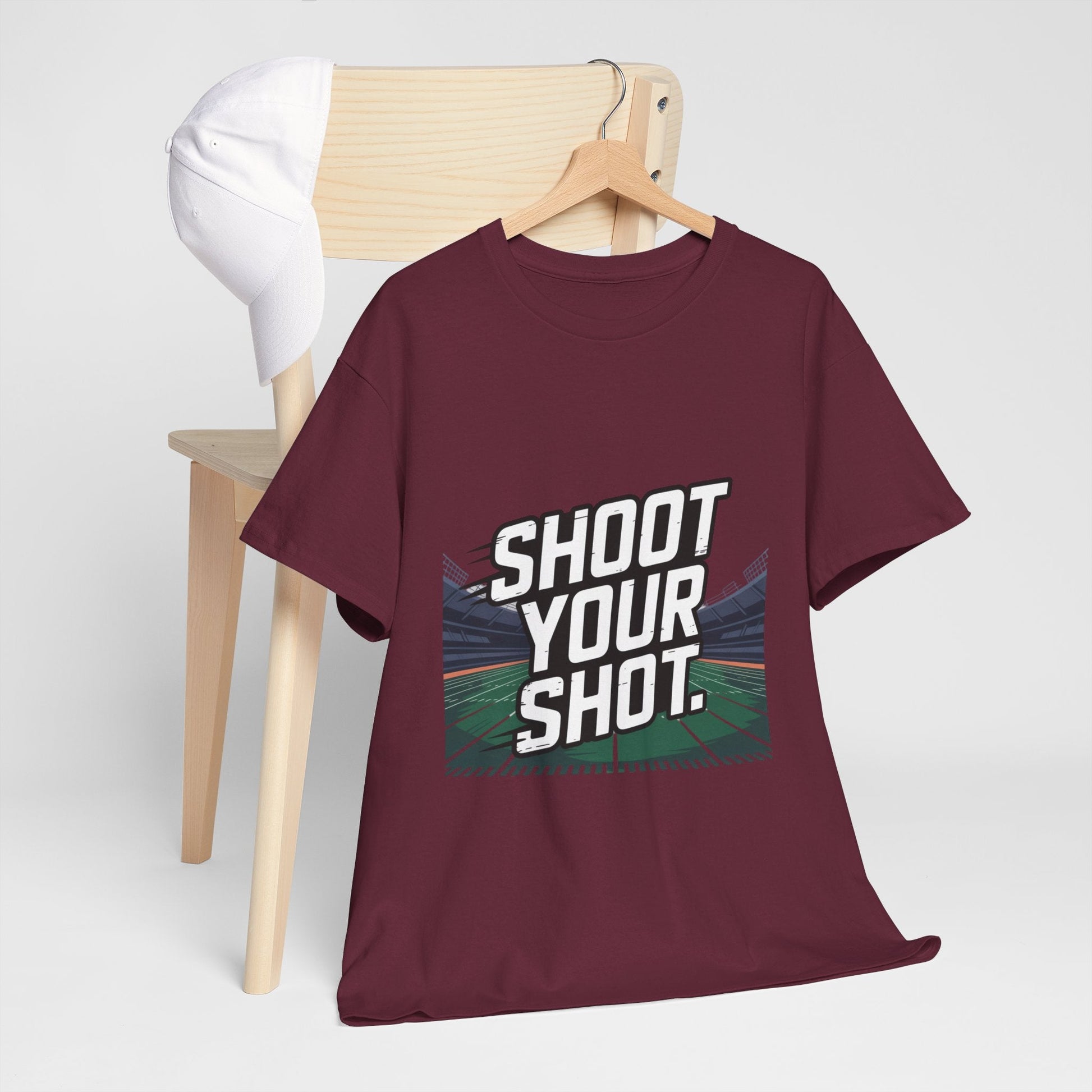 Sporty Unisex Heavy Cotton Tee - "Shoot Your Shot" Motivational T-Shirt - Peak Inspiration