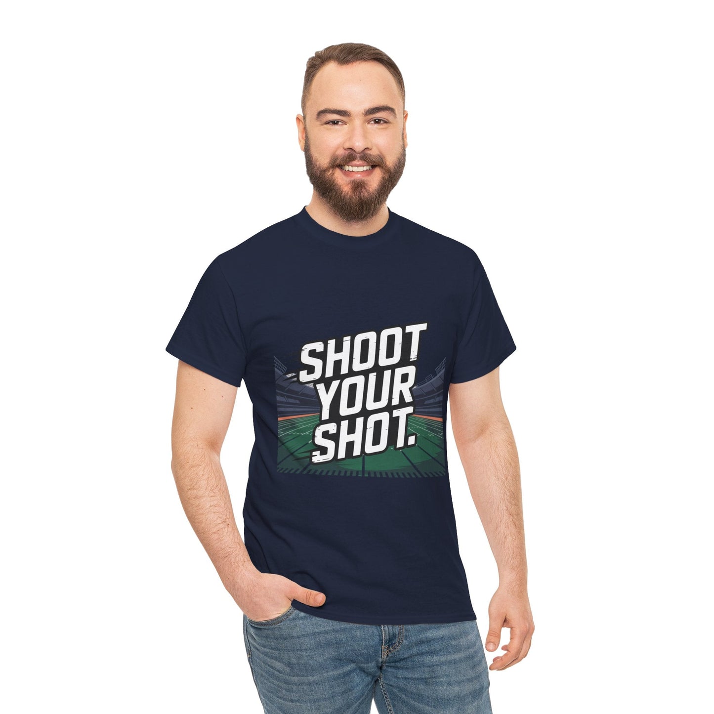 Sporty Unisex Heavy Cotton Tee - "Shoot Your Shot" Motivational T-Shirt - Peak Inspiration