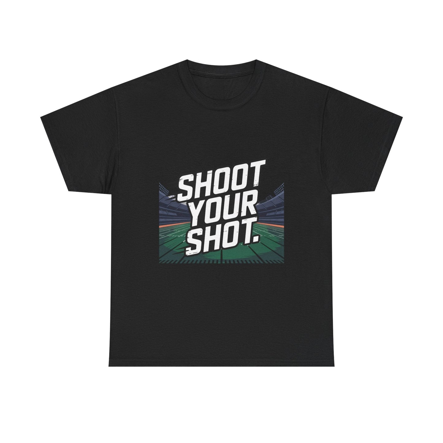 Sporty Unisex Heavy Cotton Tee - "Shoot Your Shot" Motivational T-Shirt - Peak Inspiration